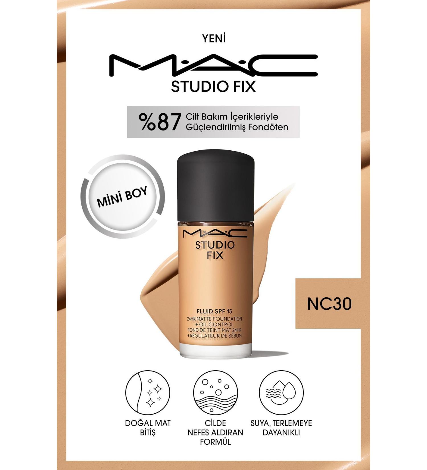 Mac 24 Hour Lasting Matte Foundation - Studio Fix Fluid Spf15 Mini - Color: NC30 - 15ml