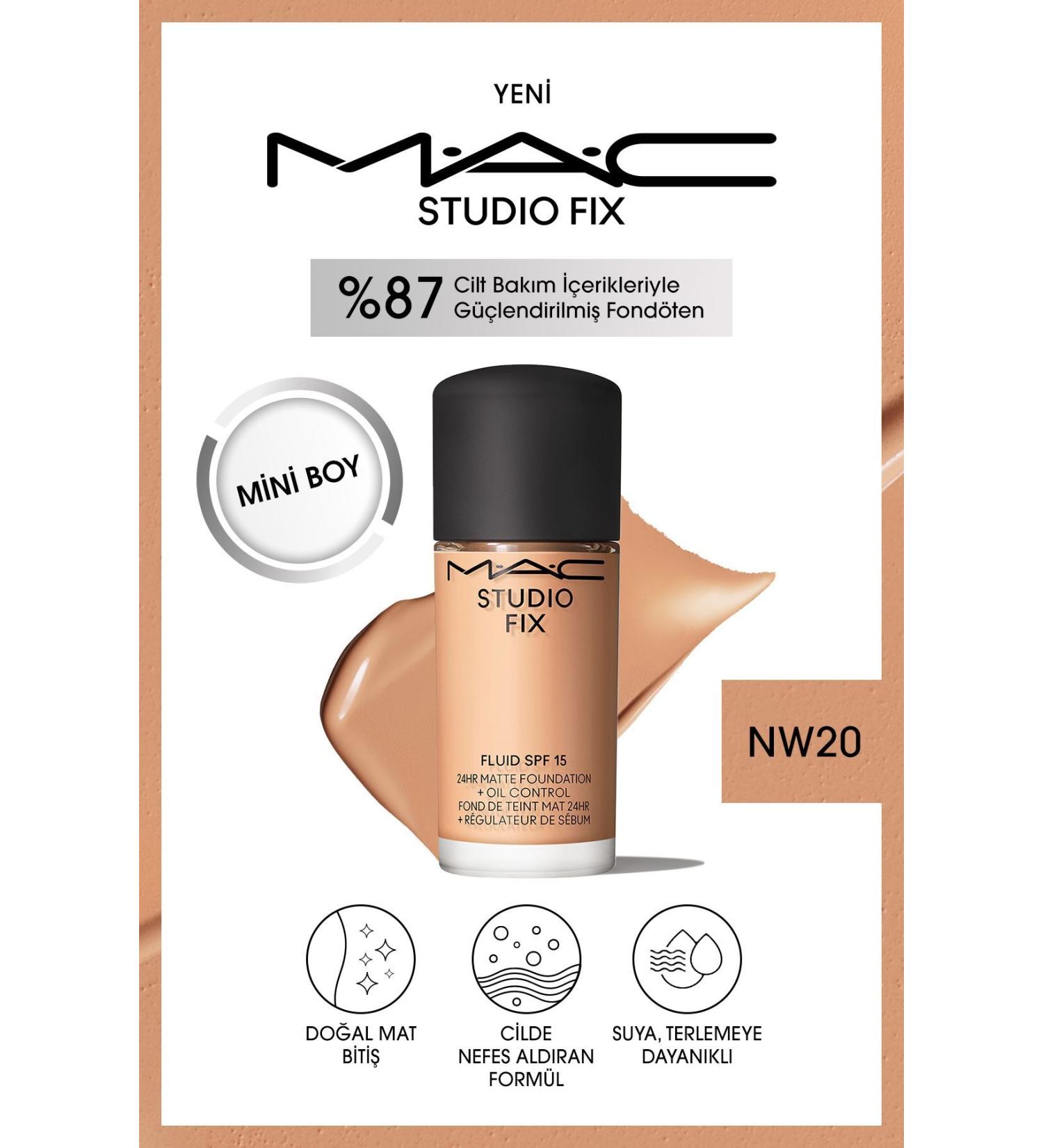 Mac 24 Hour Lasting Matte Foundation - Studio Fix Fluid Spf15 Mini - Color: Nw20 - 15ml