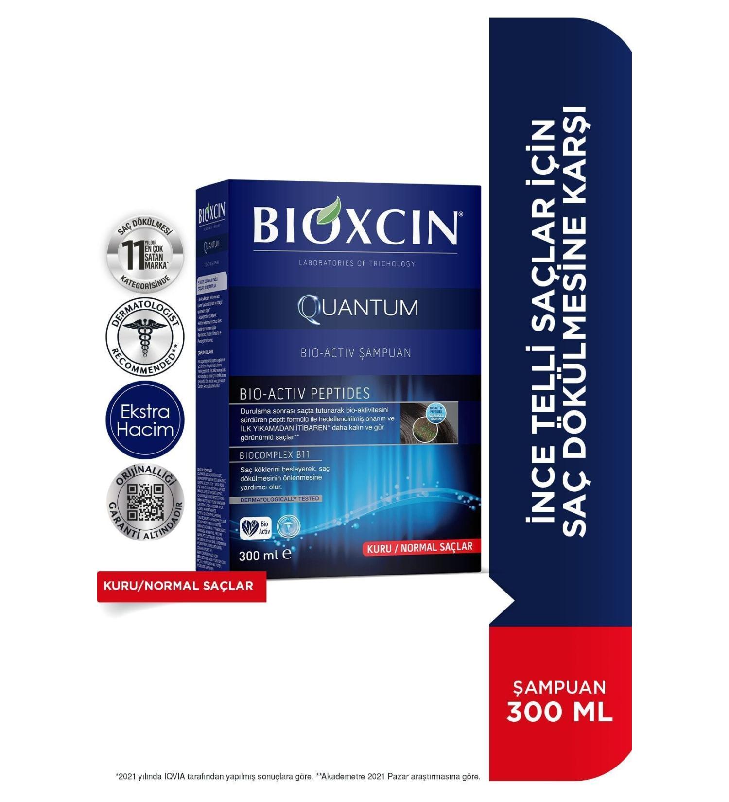 Bioxcin Quantum Shampoo for Normal and Dry Hair 300ml 3-pack - Buy Online on GoSupps.com