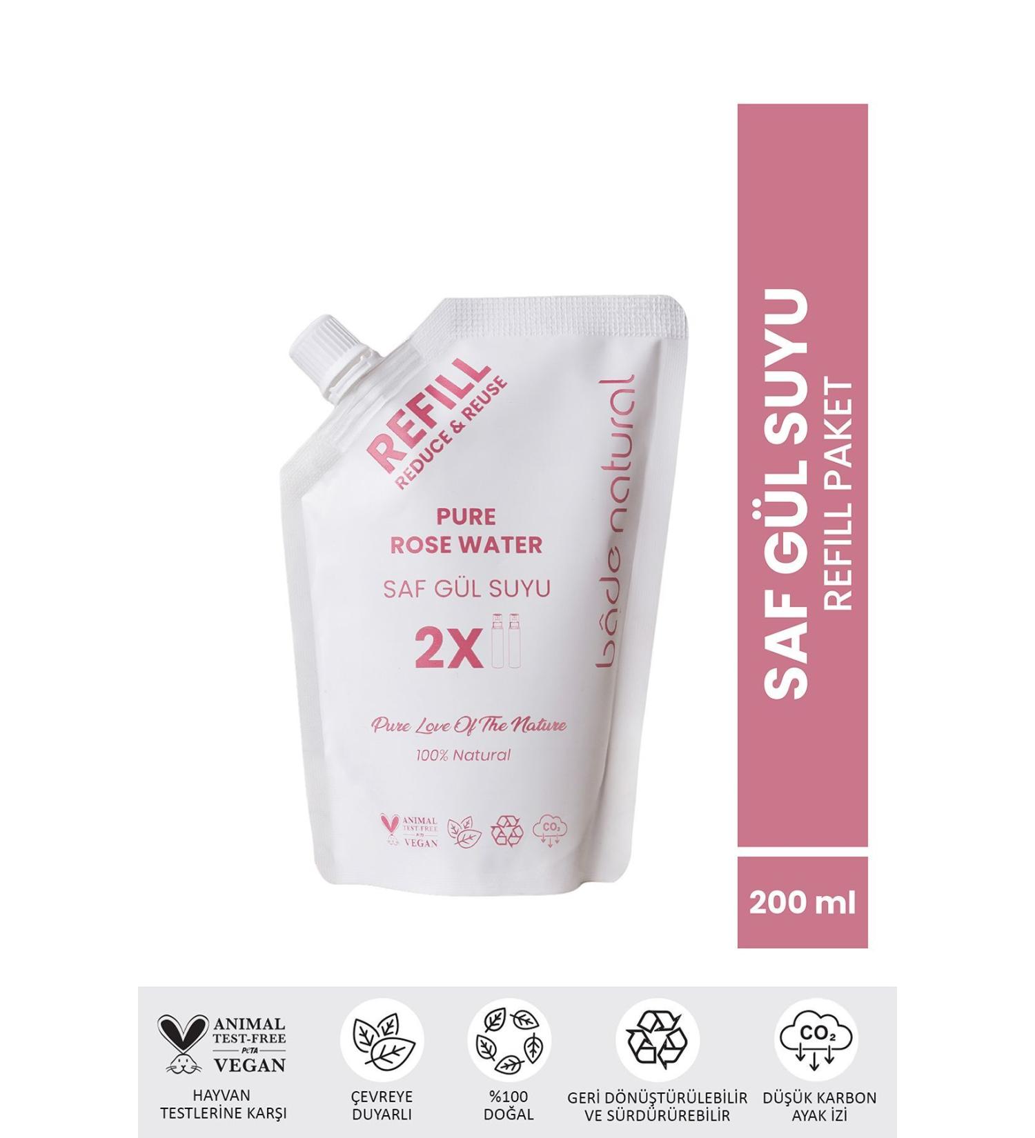 Bade Natural Rose Water Pore Tightening Brightening and Purifying Tonic Refill 200 Ml 0 Natural and Pure - Buy Online on GoSupps.com