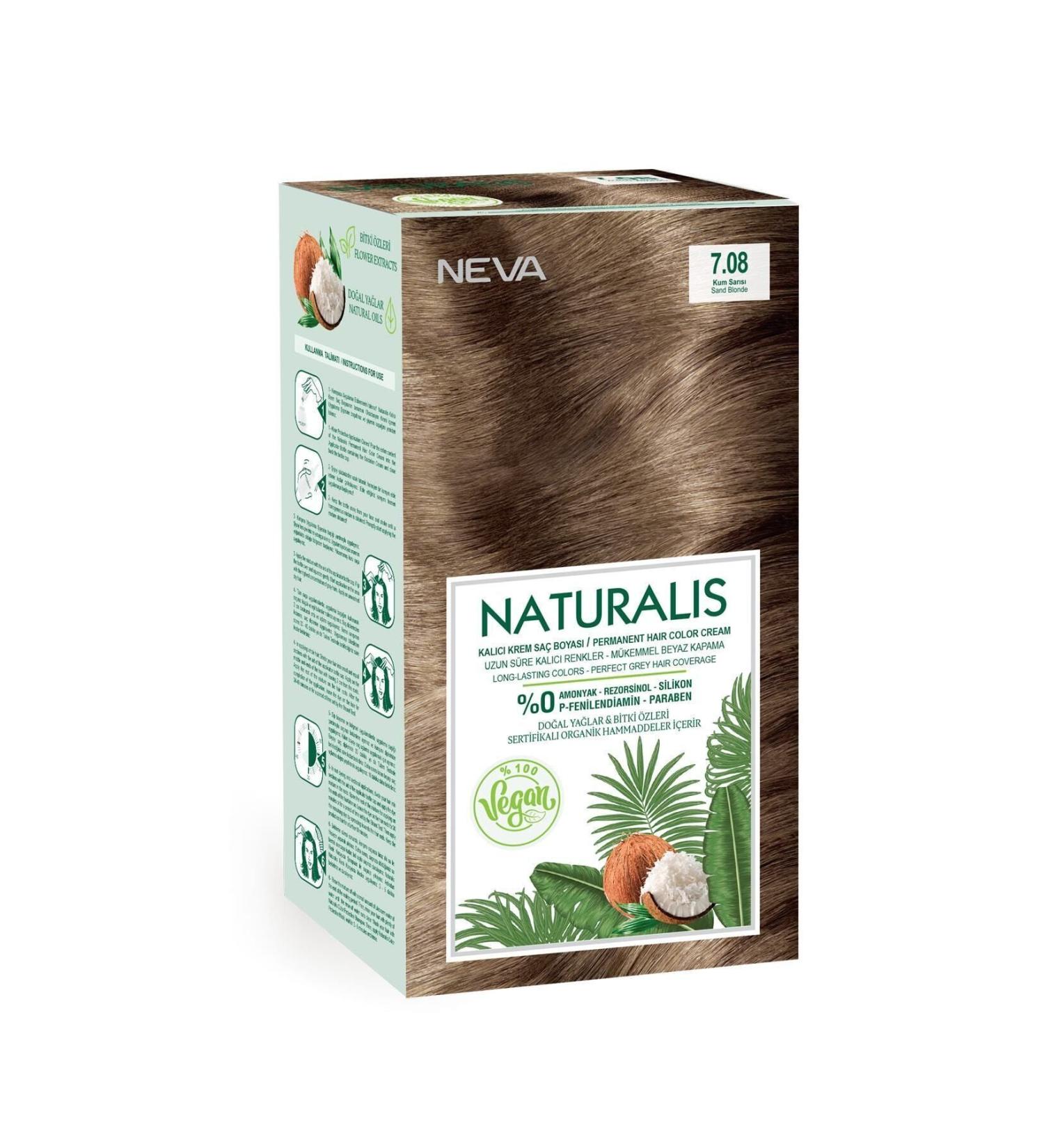 NEVA COSMETICS Naturalis Hair Dye 7.08 Sand Blonde 0 Vegan