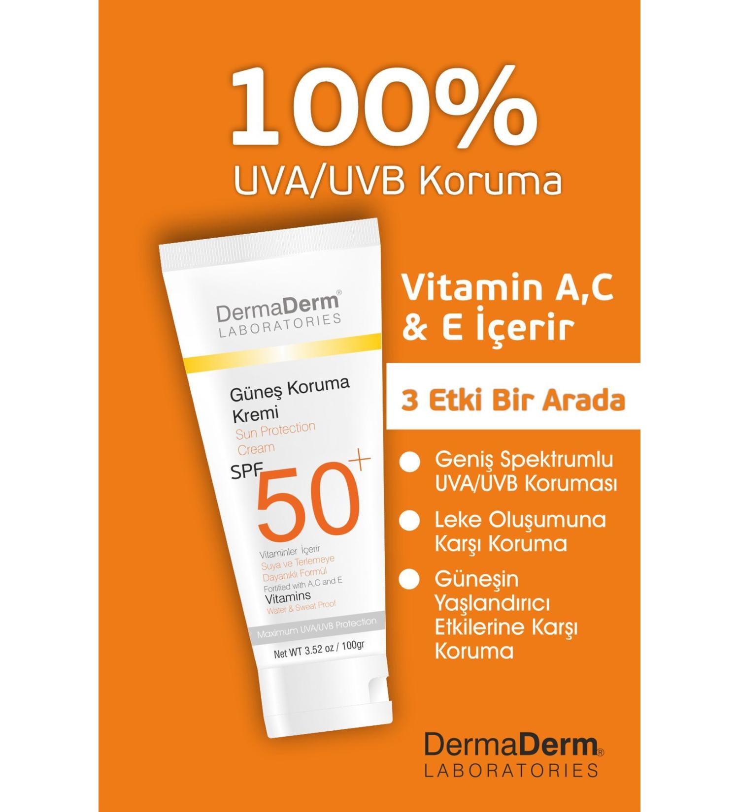 DermaDerm Spf 50 Sun Protection Cream 100 ml - Buy Online on GoSupps.com