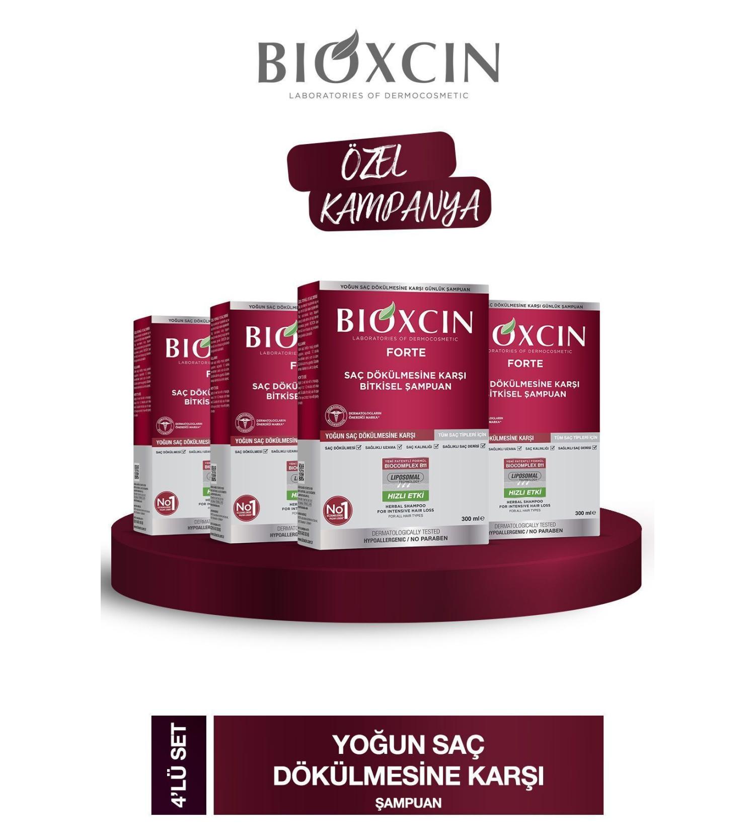 Bioxcin Forte Shampoo 4-Piece Opportunity Package 4 Pieces 300 ml Intensive Anti-Hair Loss Shampoo - Buy Online on GoSupps.com