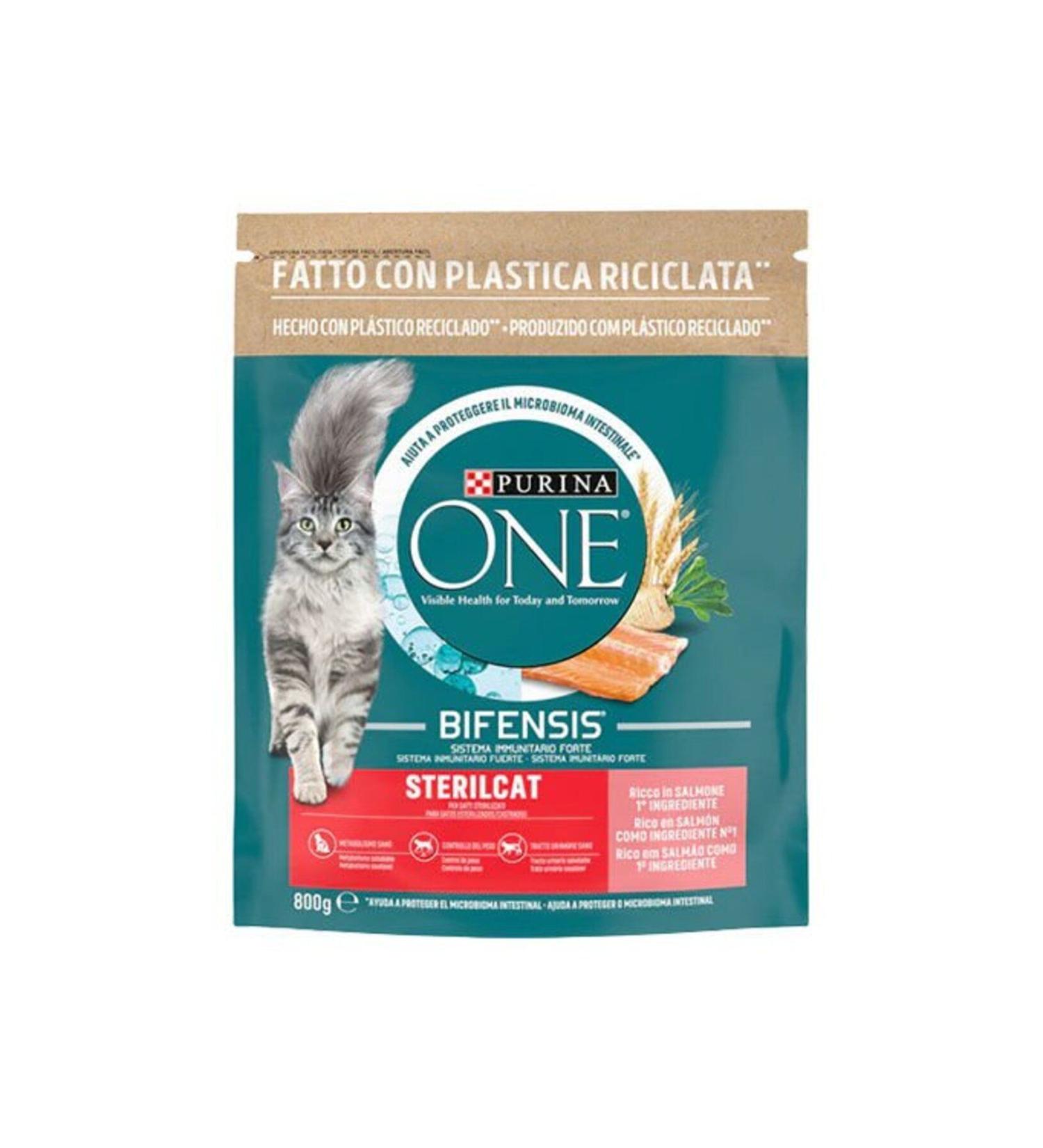 Purina One Sterilized Salmon Sterilized Cat Food 2 Pieces 800 Gr