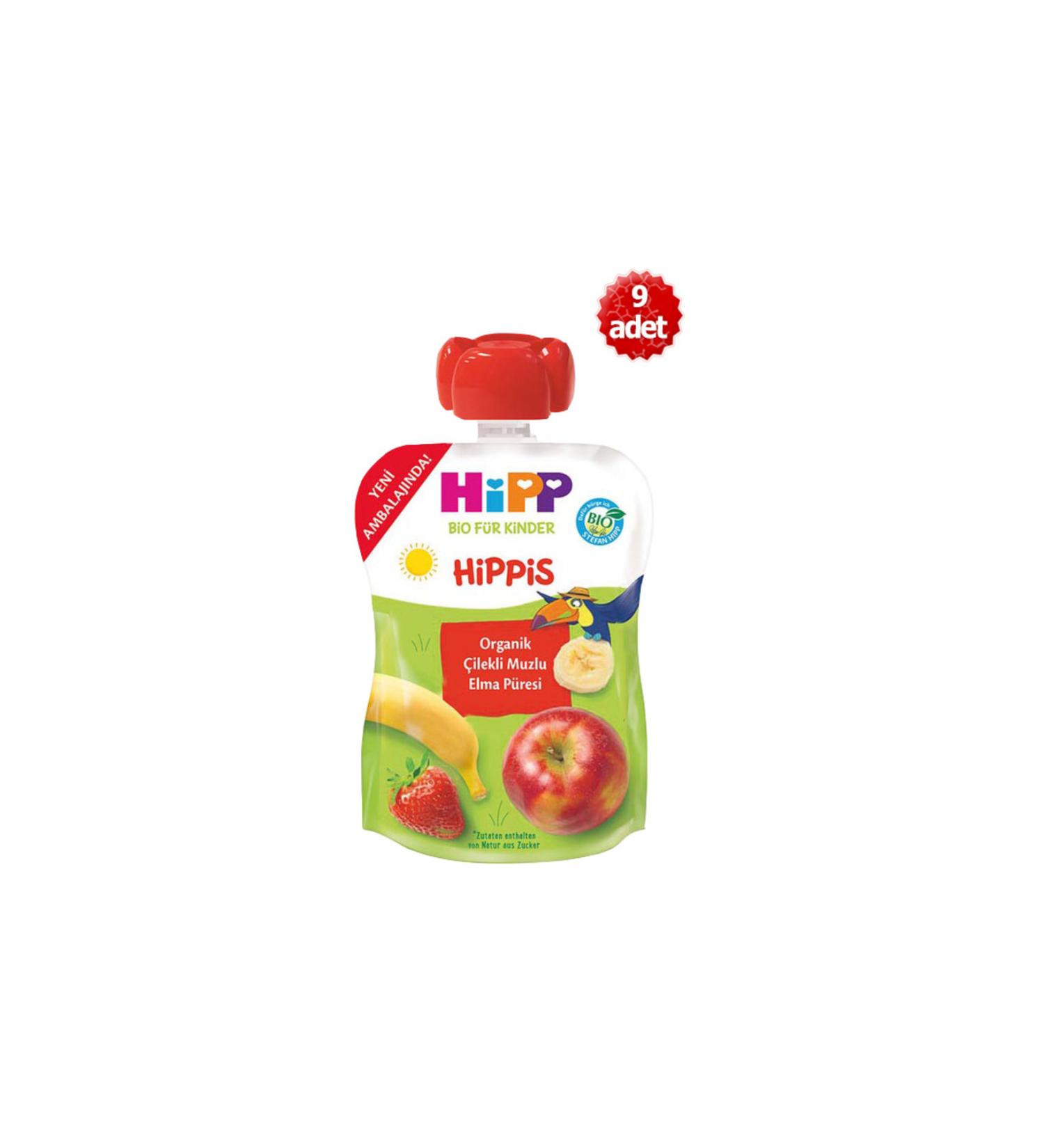 Hipp Organic X 9 Pieces Strawberry Banana Apple Puree 100gr