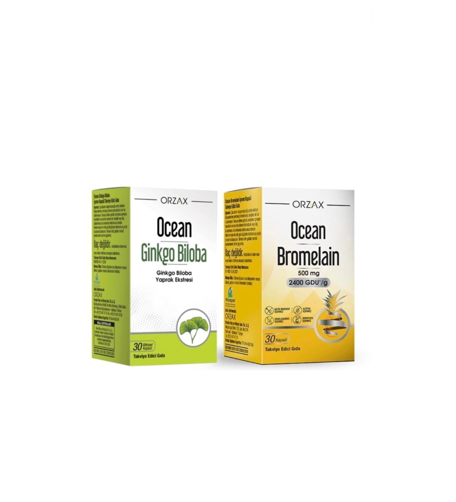 Ocean Ginkgo Biloba 30 Capsules Orzax Ocean Bromelain 30 Capsules