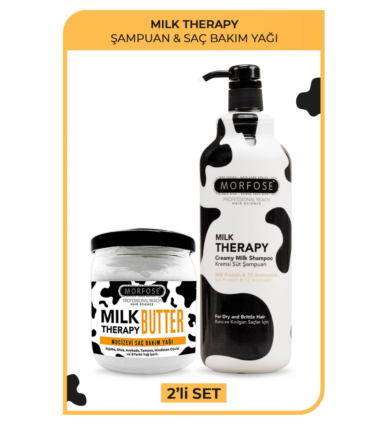 Morfose MILK THERAPY BUTTER + MILK THERAPY MOISTURIZING SHAMPOO FOR DRY HAIR 1000 ML D.CENTER263 - Buy Online on GoSupps.com