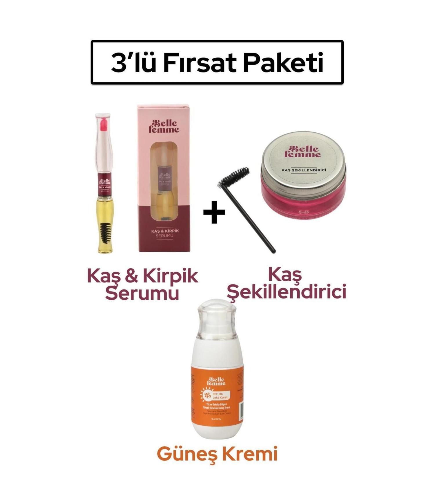 Belle Femme 3-Pack - Eyebrow Shaper + Eyebrow Lash Serum + Sunscreen