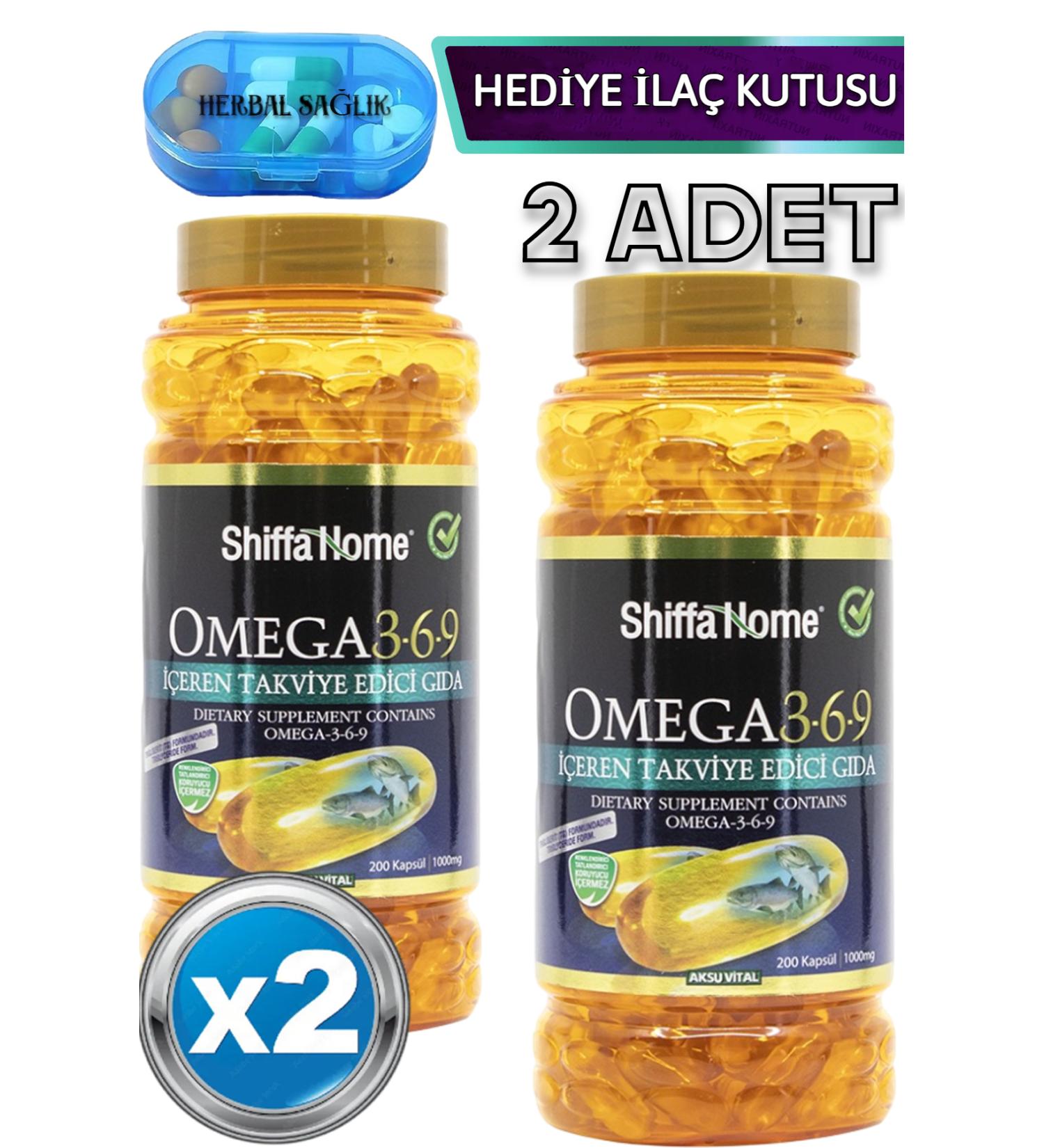 Shiffa Home 2 Pieces Omega 3-6-9 Fish Oil 200 Pieces Softgel