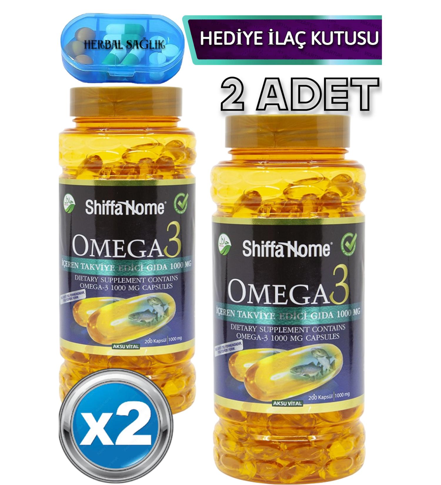 Shiffa Home 2 Pieces Omega 3 Fish Oil 200 Pieces 1000 mg Softgel