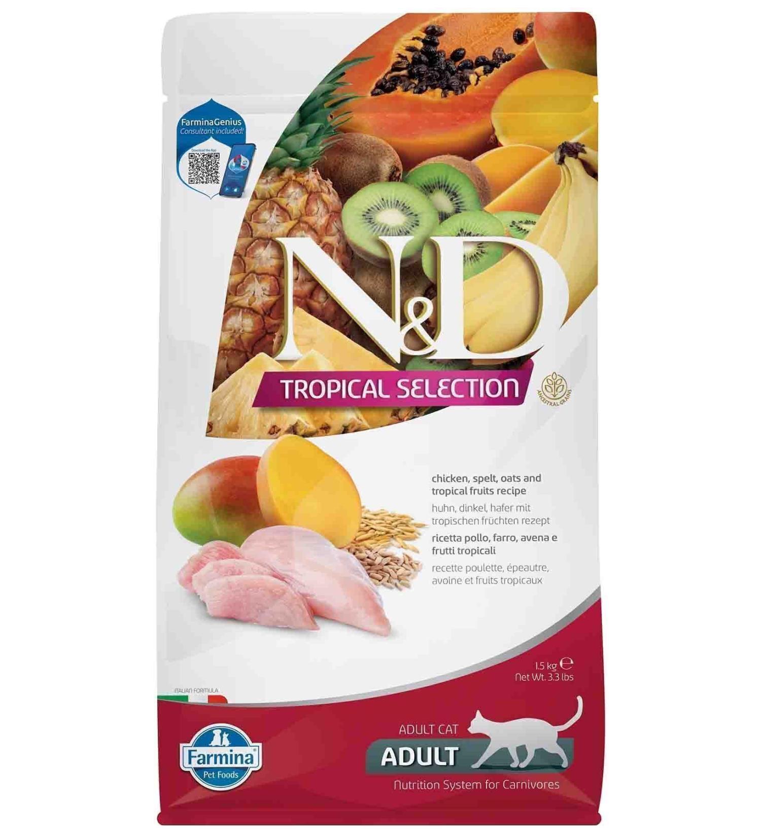 N & D Nd Tropical Selection Chicken Adult Cat Food 1.5kg