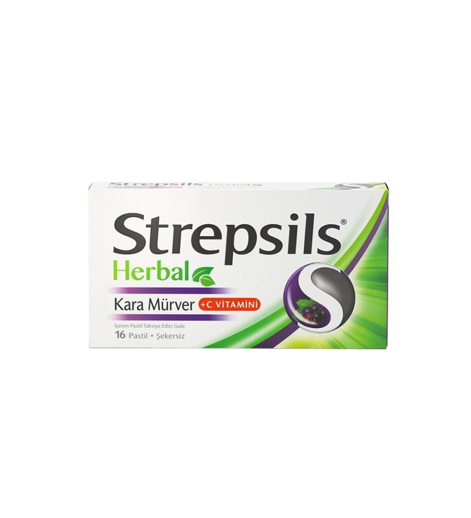 Strepsils Herbal Black Elderberry Flavored 16 Pastilles