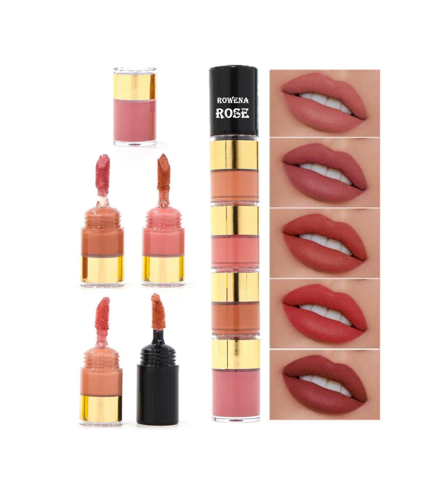 ROWENAROSE 5-Piece Matryoshka Pencil Model Lipstick Set Interlocking