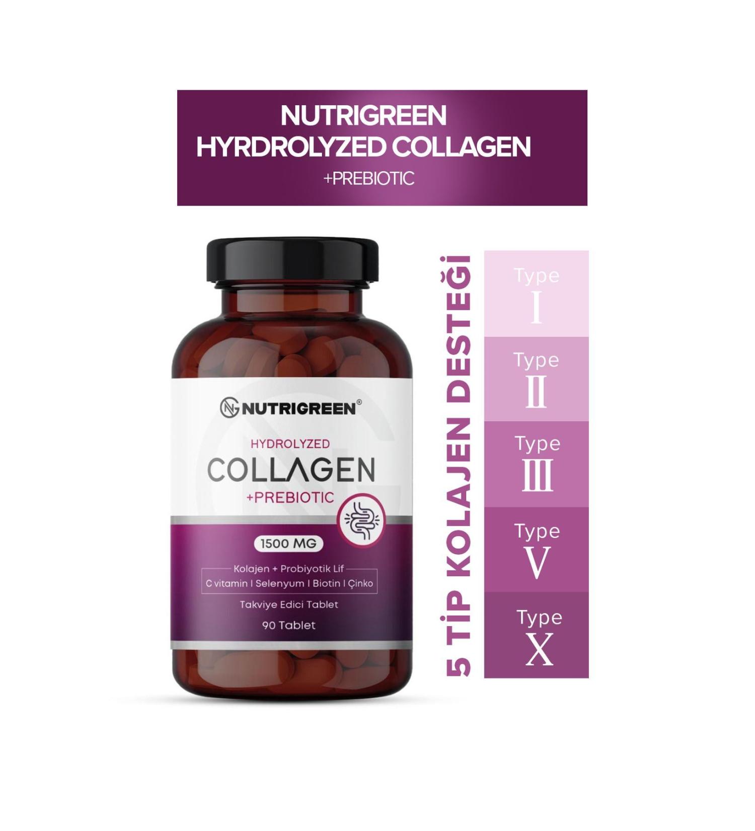 Nutrigreen 0 Natural Hydrolyzed Collagen Probiotic Content 90 Tablets - Buy Online on GoSupps.com