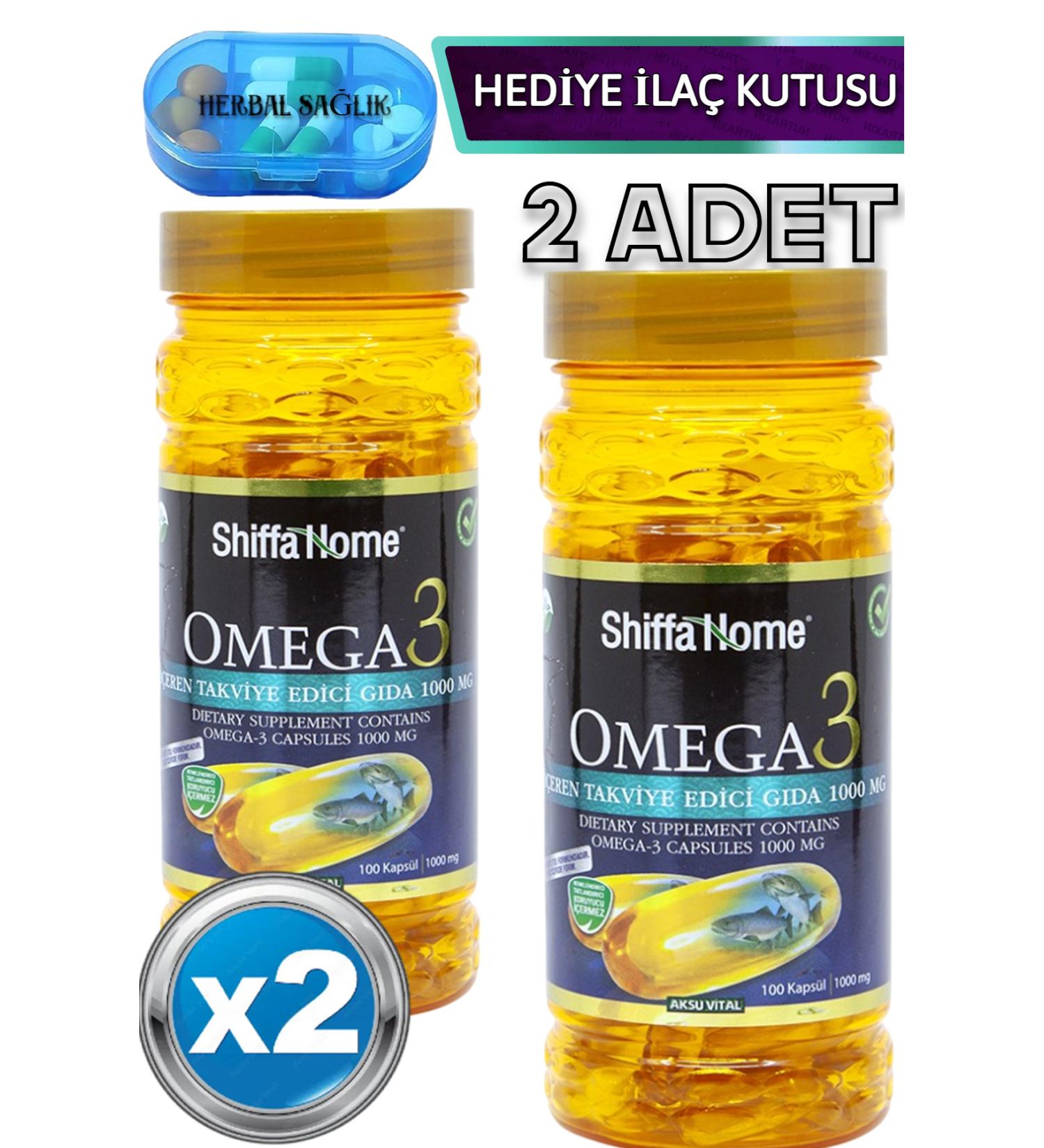 Shiffa Home 2 Pieces Omega 3 Fish Oil 100 Pieces 1000 mg Softgel