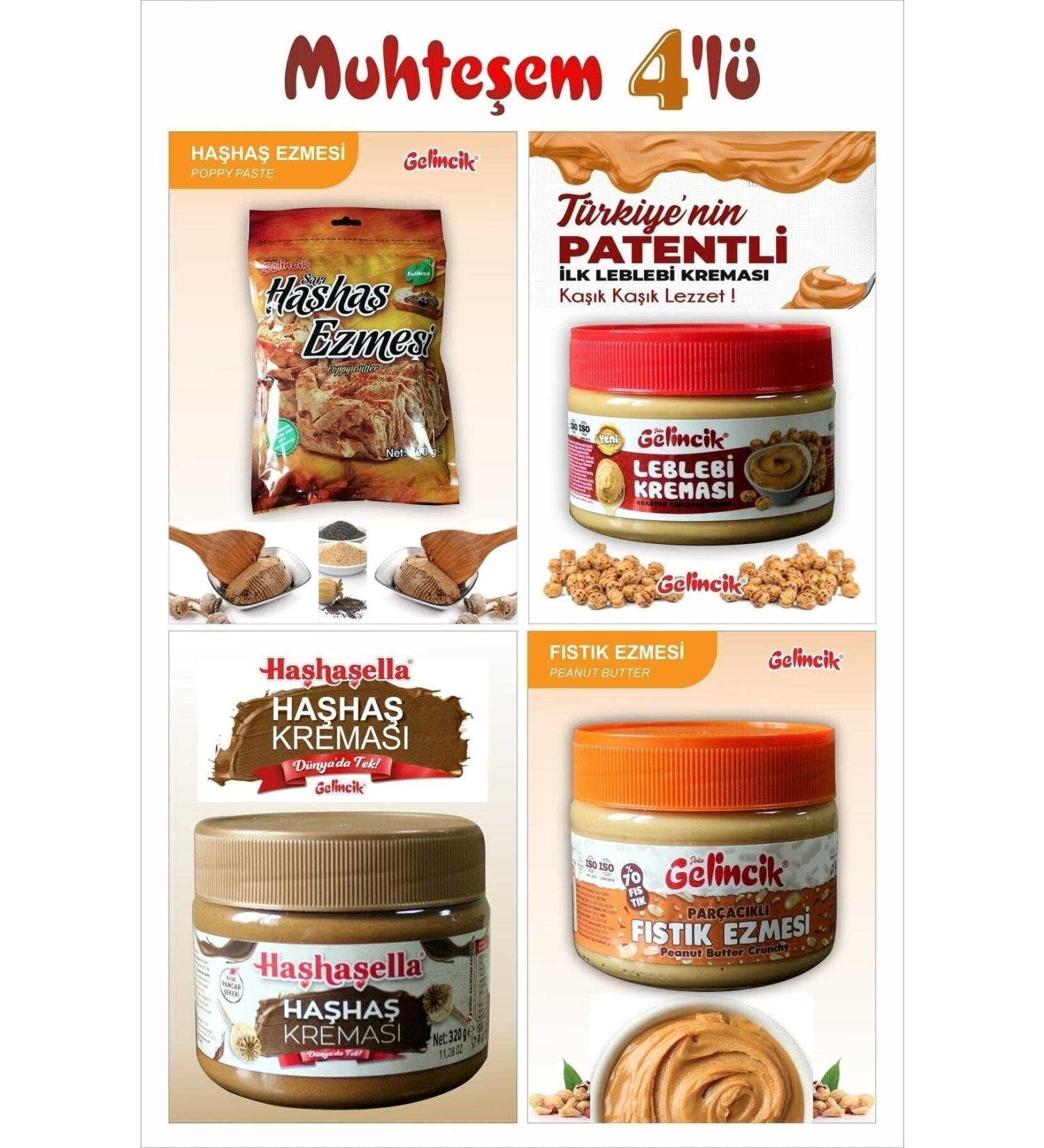 POPPY HASHELLA Poppy seed (320gr) + Chickpea Cream (320gr) + Poppy seed (500gr) + Peanut Butter (320gr) - Buy Online on GoSupps.com