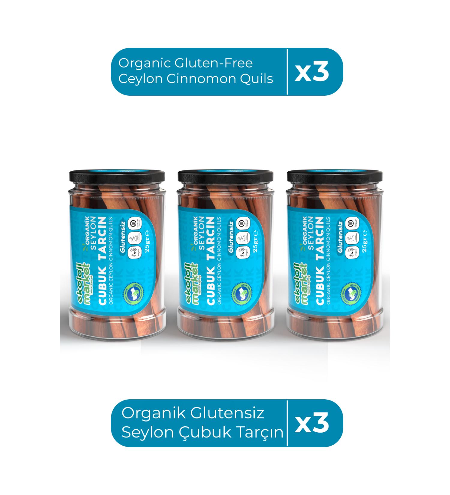 Ecology Market Organic Gluten-Free Ceylon Cinnamon Sticks 25 Gr x3 / Organic Gluten-Free Ceylon Cinnamon Quils 25 Gr x3 - Buy Online on GoSupps.com