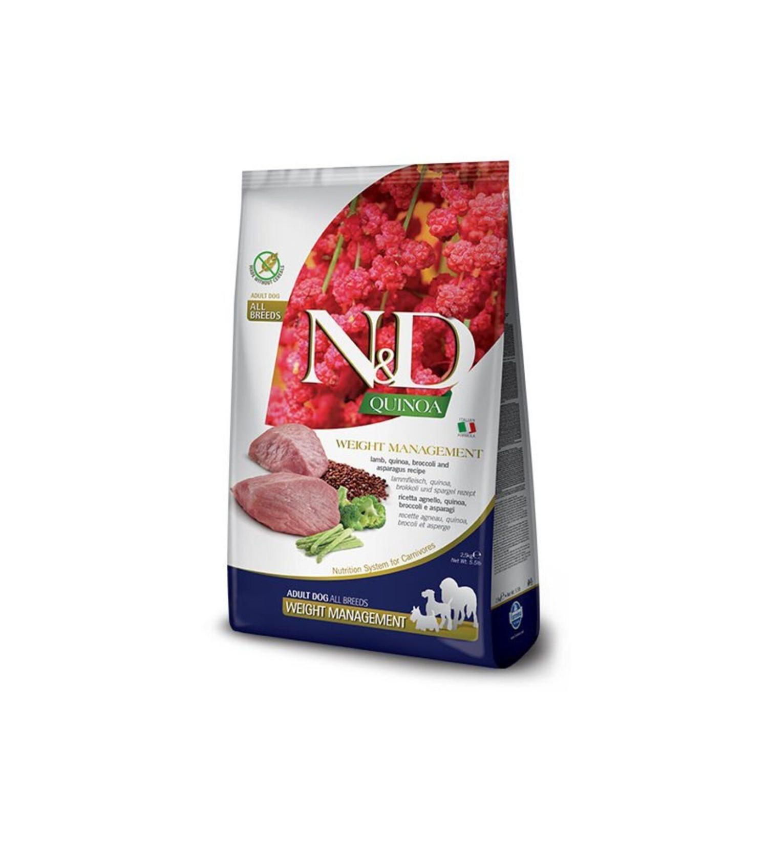 N & D Quinoa Weight Management Lamb Adult Dog Food 2.5 kg