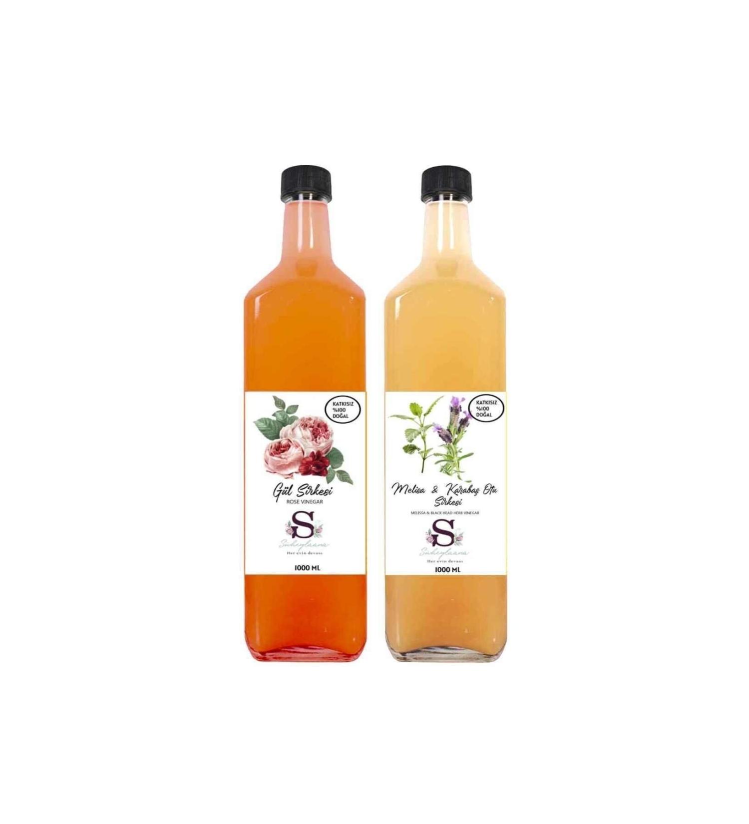 S heylaana Natural Rose Vinegar 1000 Ml - Natural Melissa & Black Pepper Vinegar 1000 Ml