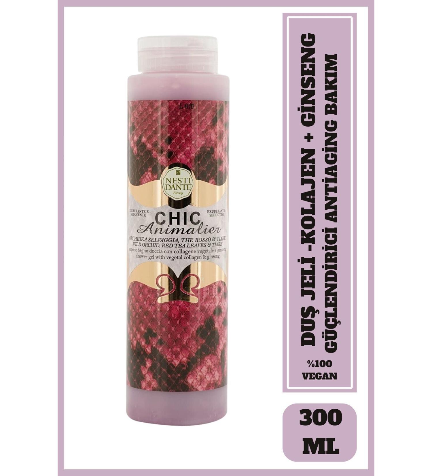 Nesti Dante Chic Animalier Shower Gel 300ml | Antiaging Care Booster | Collagen and Ginseng