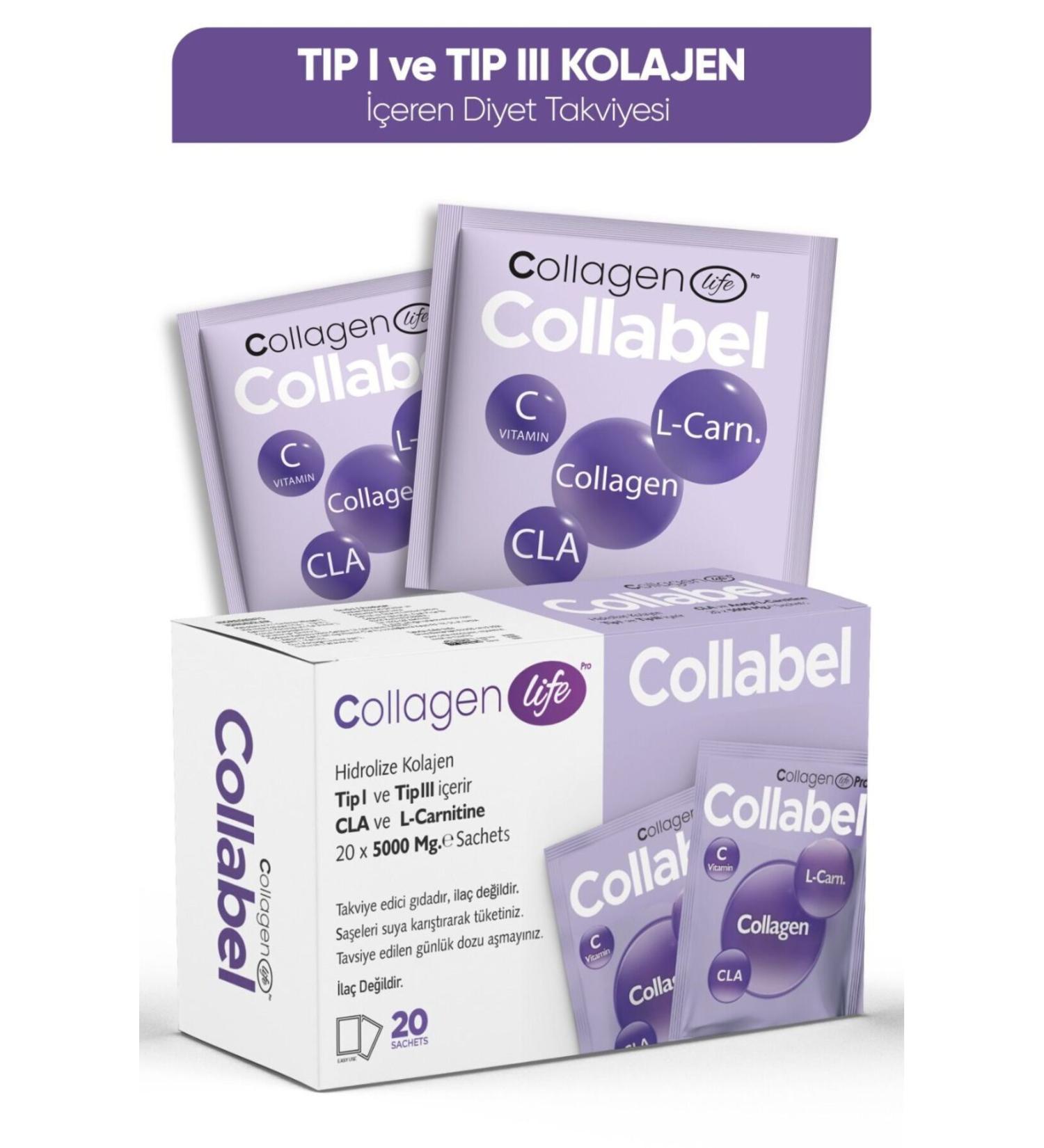 Collagen Life Type 1 - Type 3 Collagen L-Carnitine Glucomannan Black Elderberry Containing 20 Sachets - Buy Online on GoSupps.com