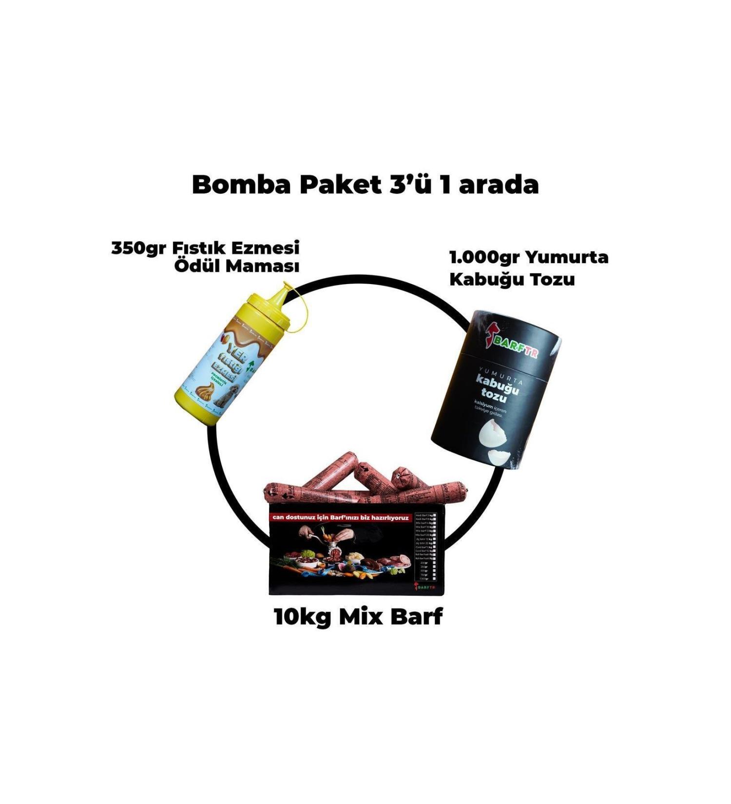 BARFTR Bomb Package 10 Kg Mix Barf Dog Food 350 Gr Peanut Butter Reward Food 1000 Gr Egg Shell To - Buy Online on GoSupps.com