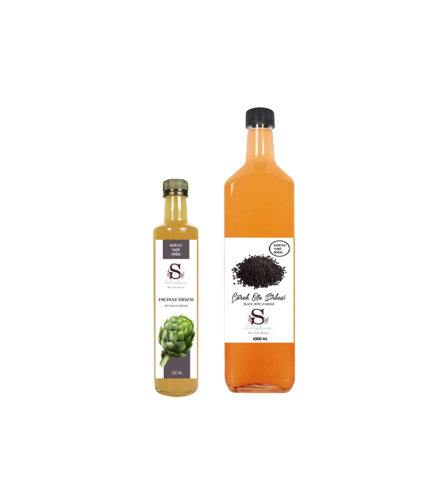 S heylaana Natural Artichoke Vinegar 500 Ml - Natural Black Cumin Vinegar 1000 Ml