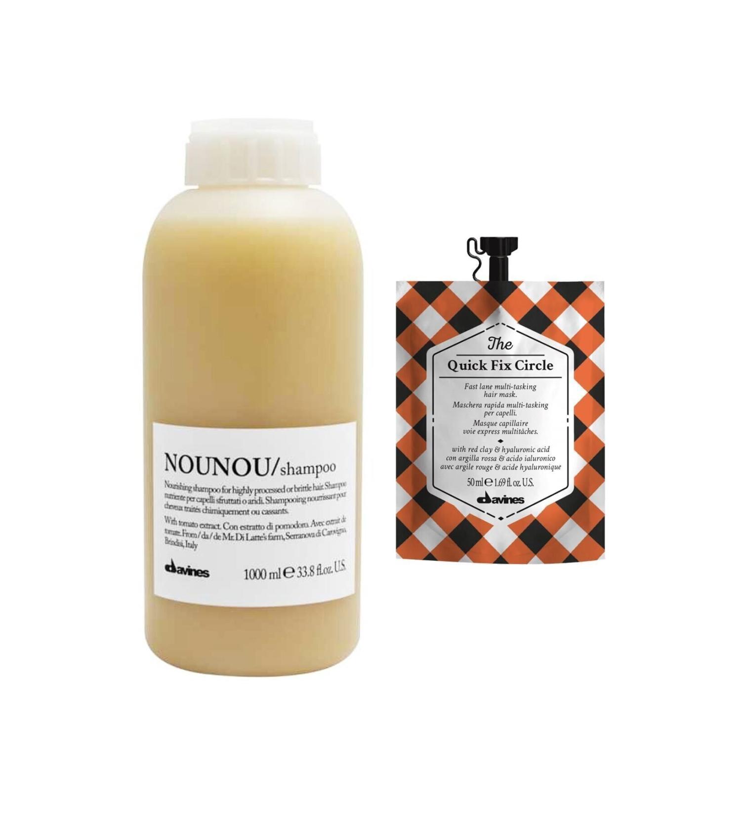 Davines Pure Nounou Nourishing Shampoo 1000 ml + The Quick Fix Hair Care Mask 50 ml noonnlinnee8