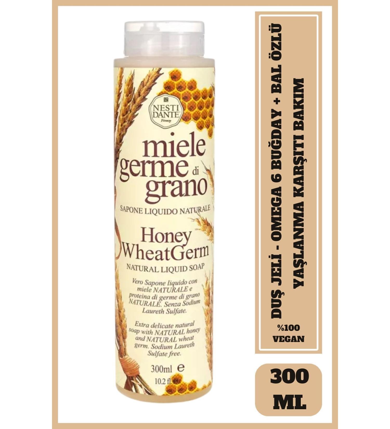 Nesti Dante Miele Stretch Di Grano Shower Gel 300ml | Purifying & Anti-Aging | Honey Wheat Germ