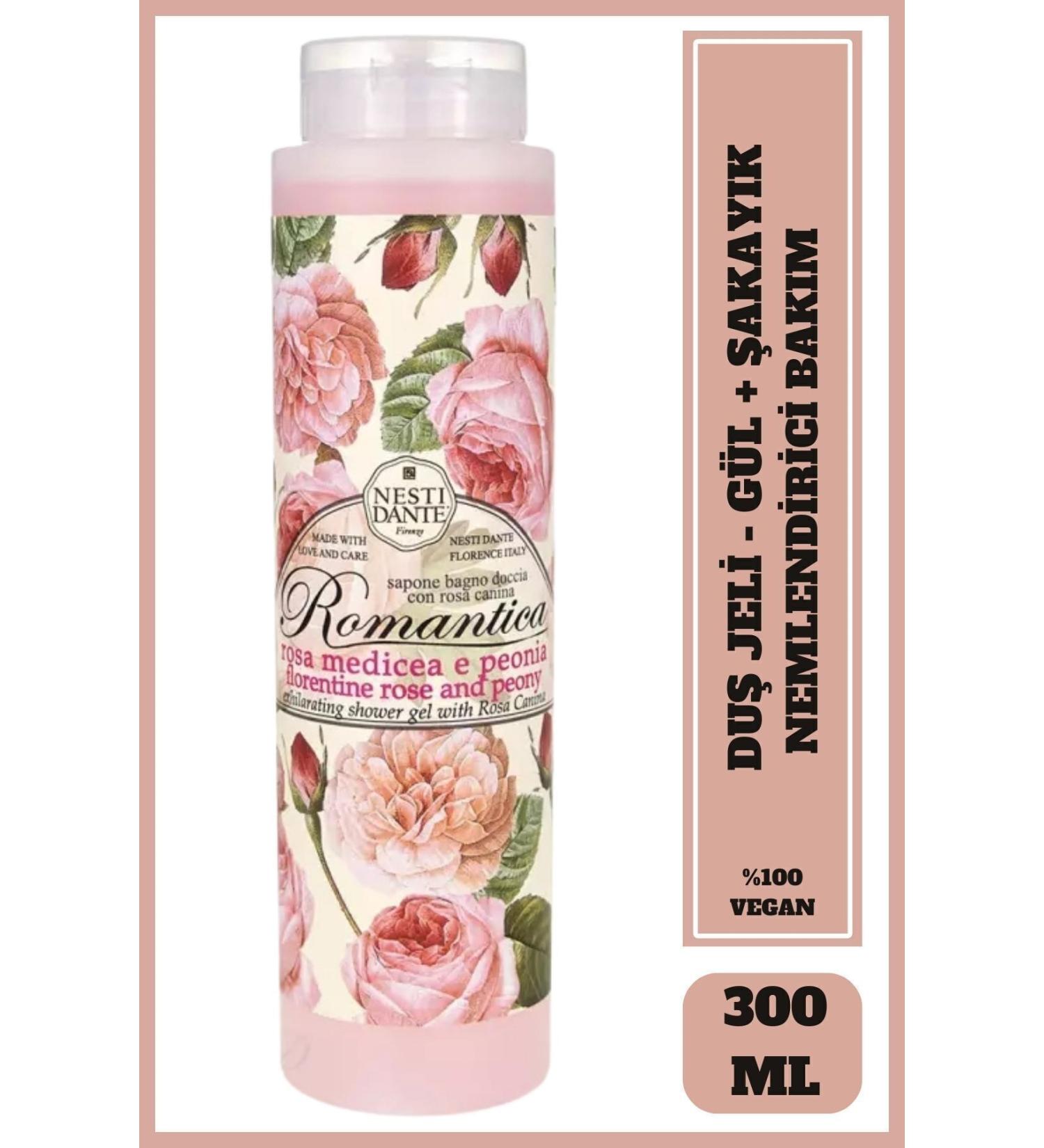Nesti Dante Romantica Florentine Rose Peony Shower Gel 300ml | Moisturizing | Florentine Rose & Peony