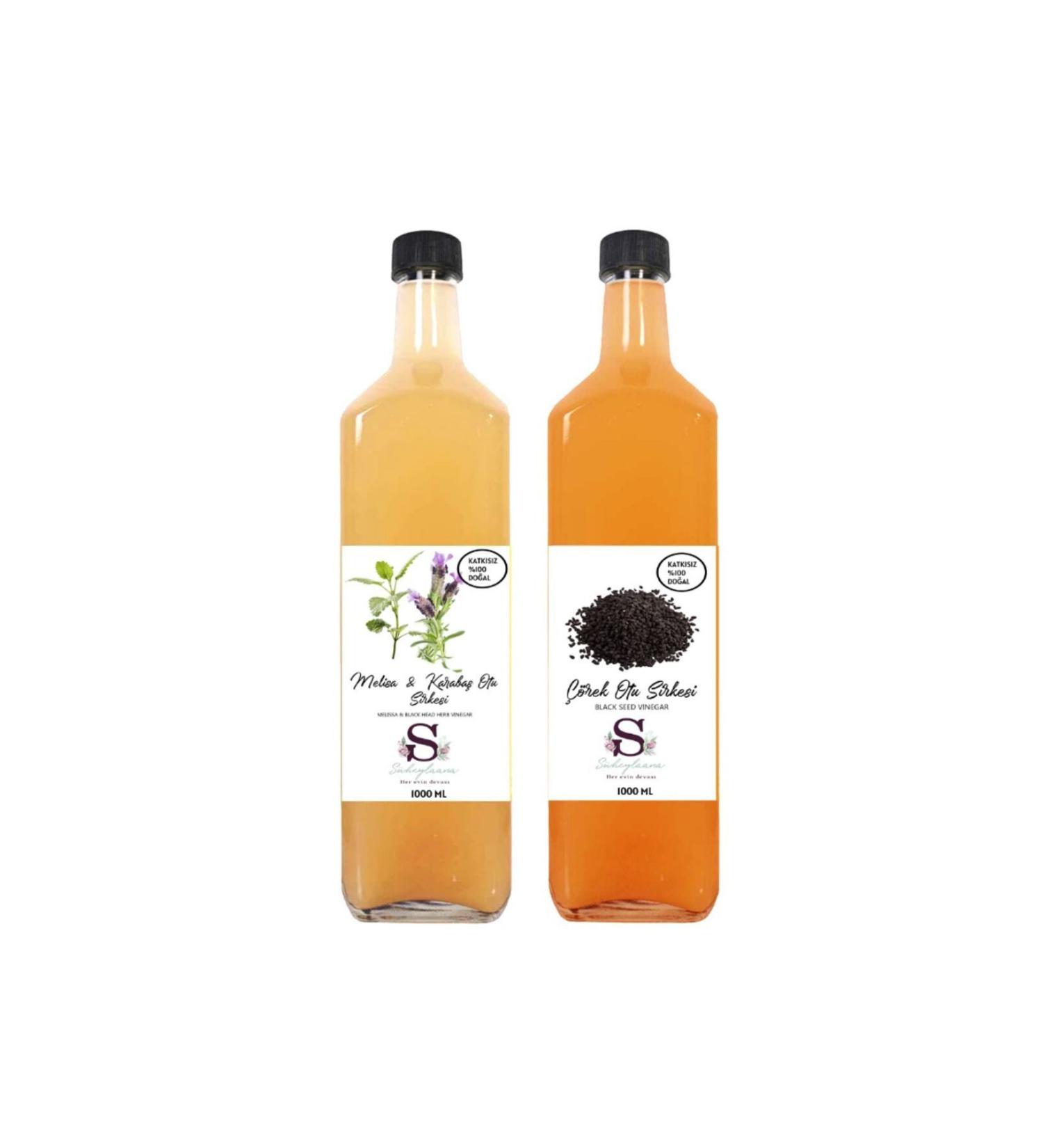 S heylaana Natural Melissa & Black Cumin Vinegar 1000 ml and Black Cumin Vinegar 1000 ml