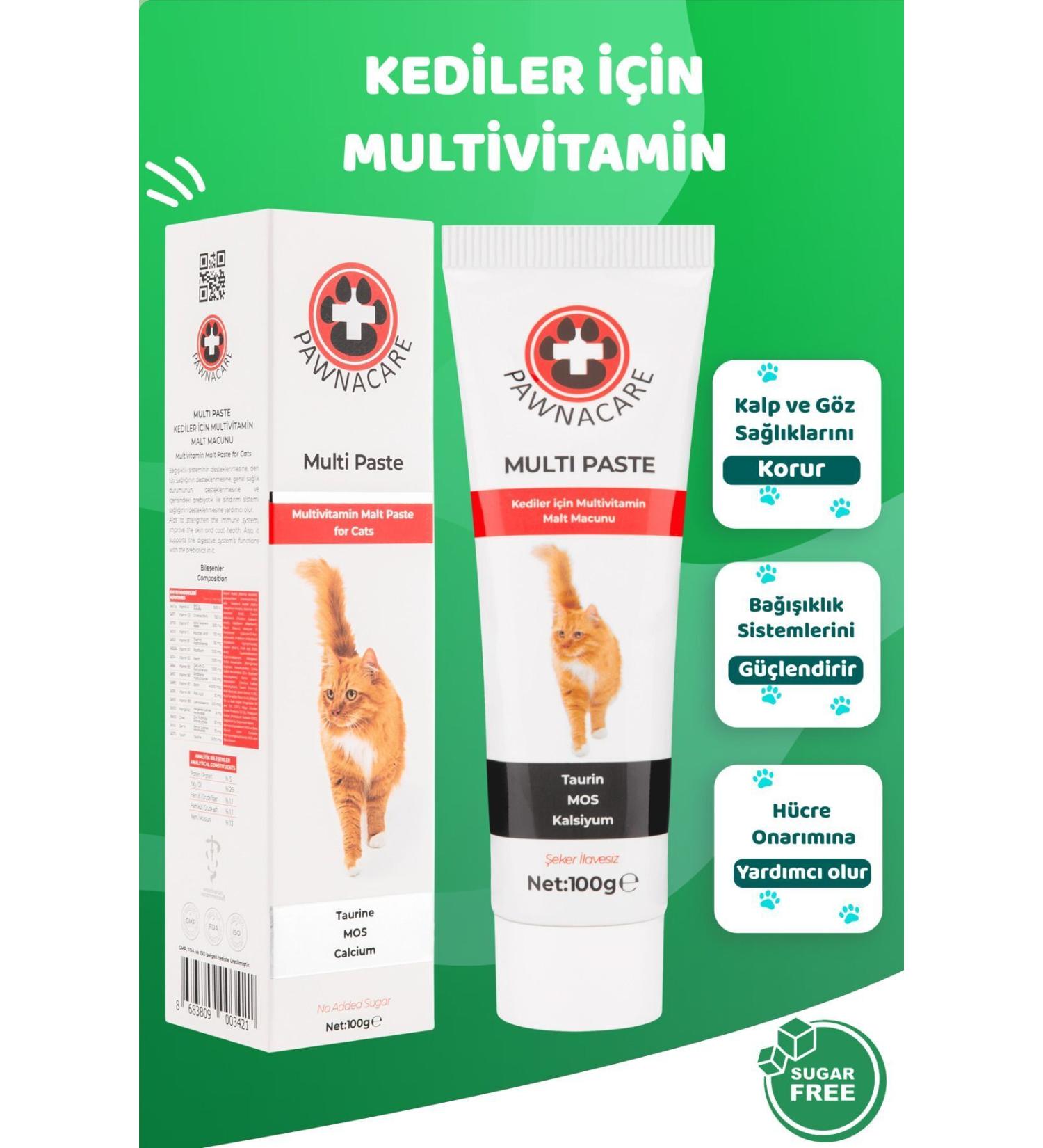 PAWNACARE Multi Paste Cat Multivitamin Malt Paste Taurine Mos Calcium Brand New Powerful Formula 100g - Buy Online on GoSupps.com
