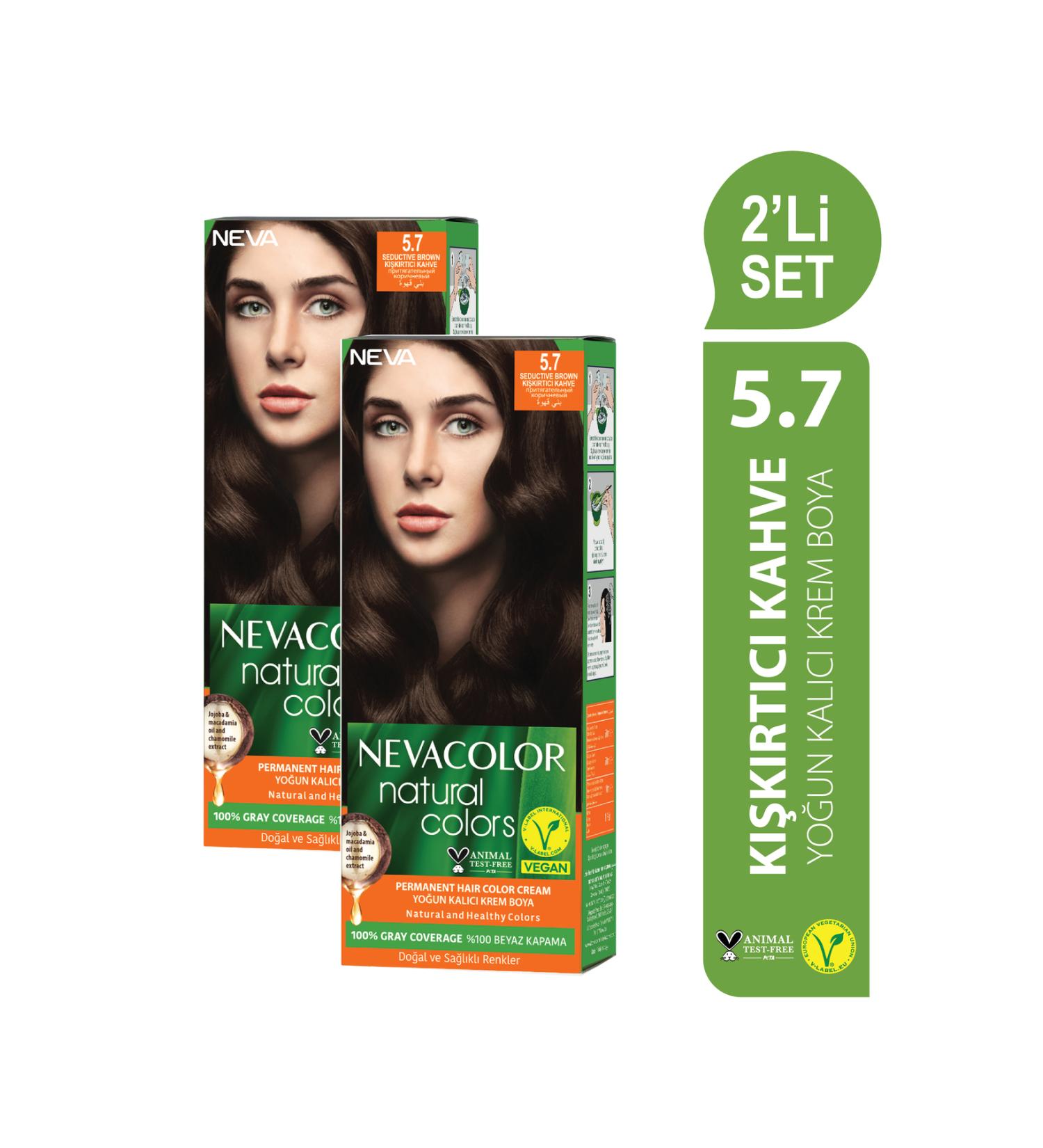 Neva Color Natural Colors 2-PIECE SET 5.7 PROVOCATIVE COFFEE Permanent Cream Hair Dye Set