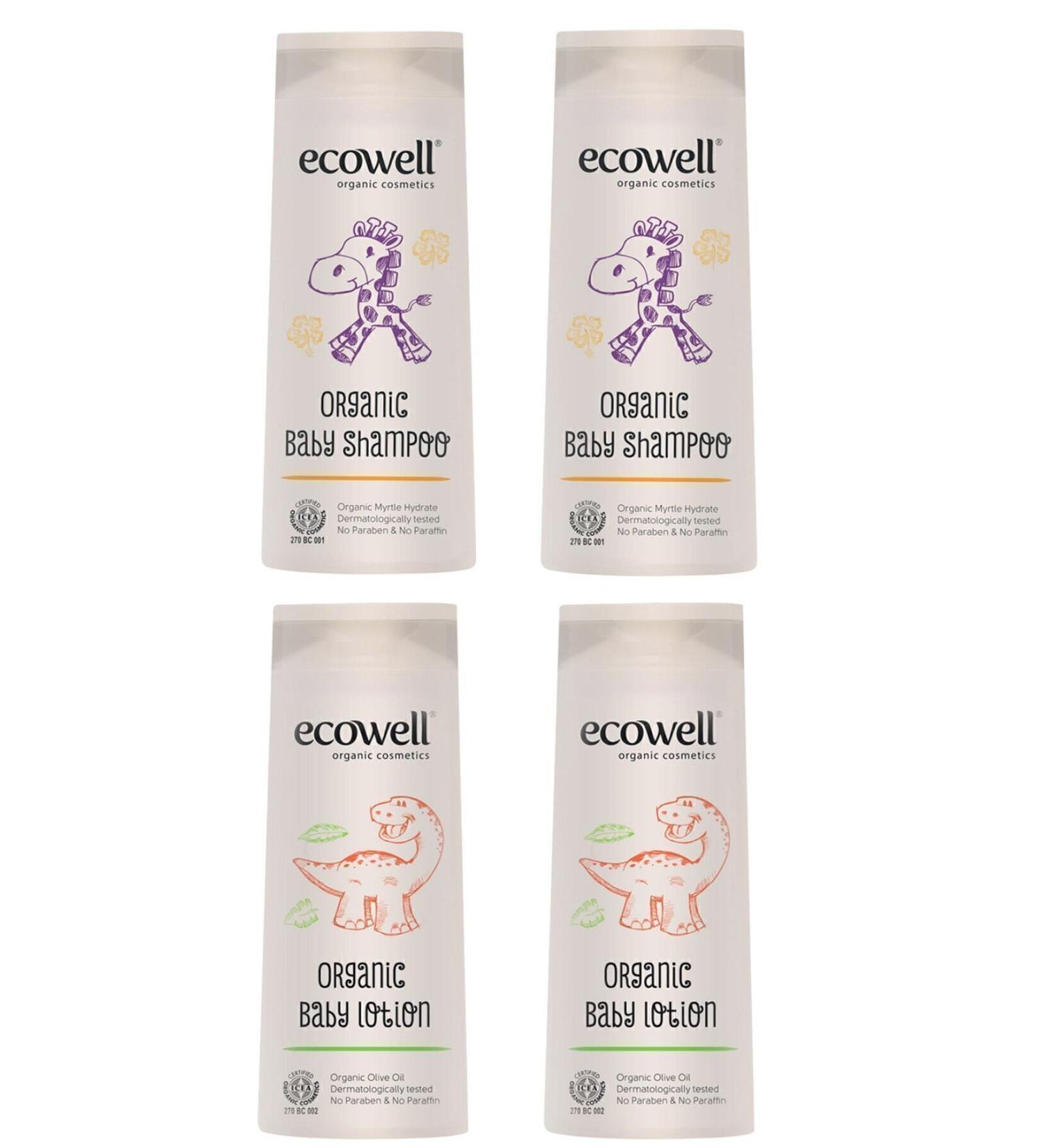 Ecowell Organic Shampoo and Lotion 4 Pack