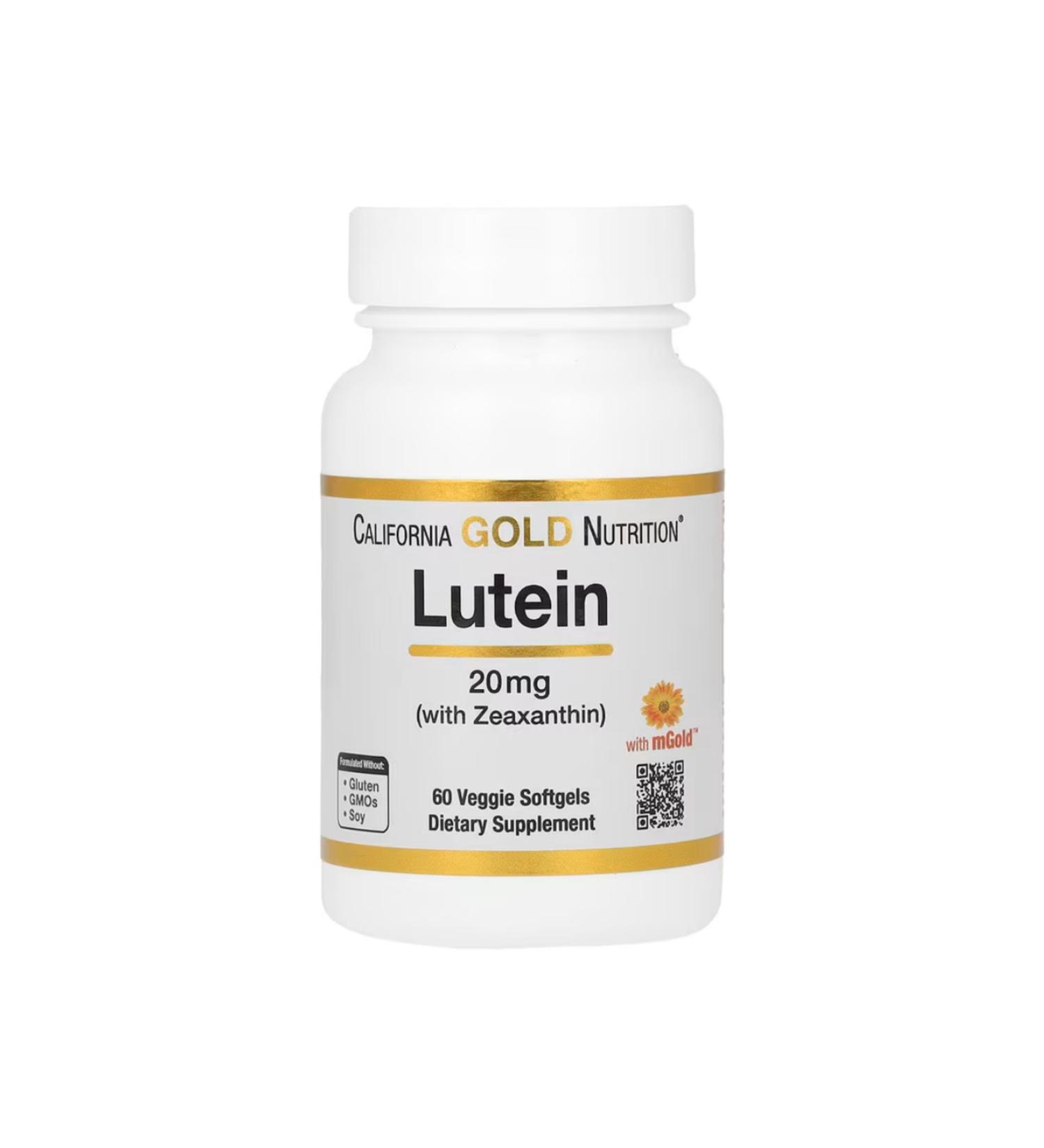 California Gold Nutrition Lutein With Zeaxanthin 20 mg 60 Veggie Softgels