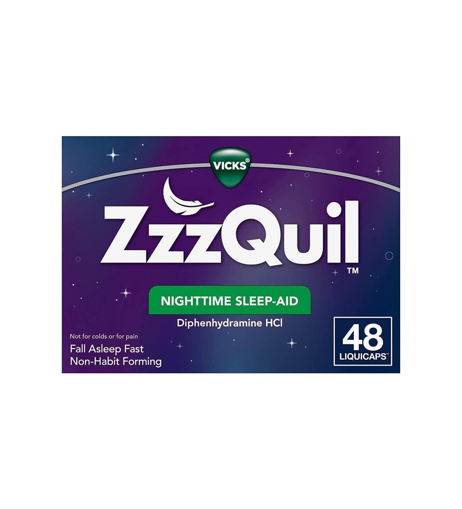 NY Vicks ZzzQuil Nighttime Sleep Aid 48 LiquiCaps - Buy Online on GoSupps.com