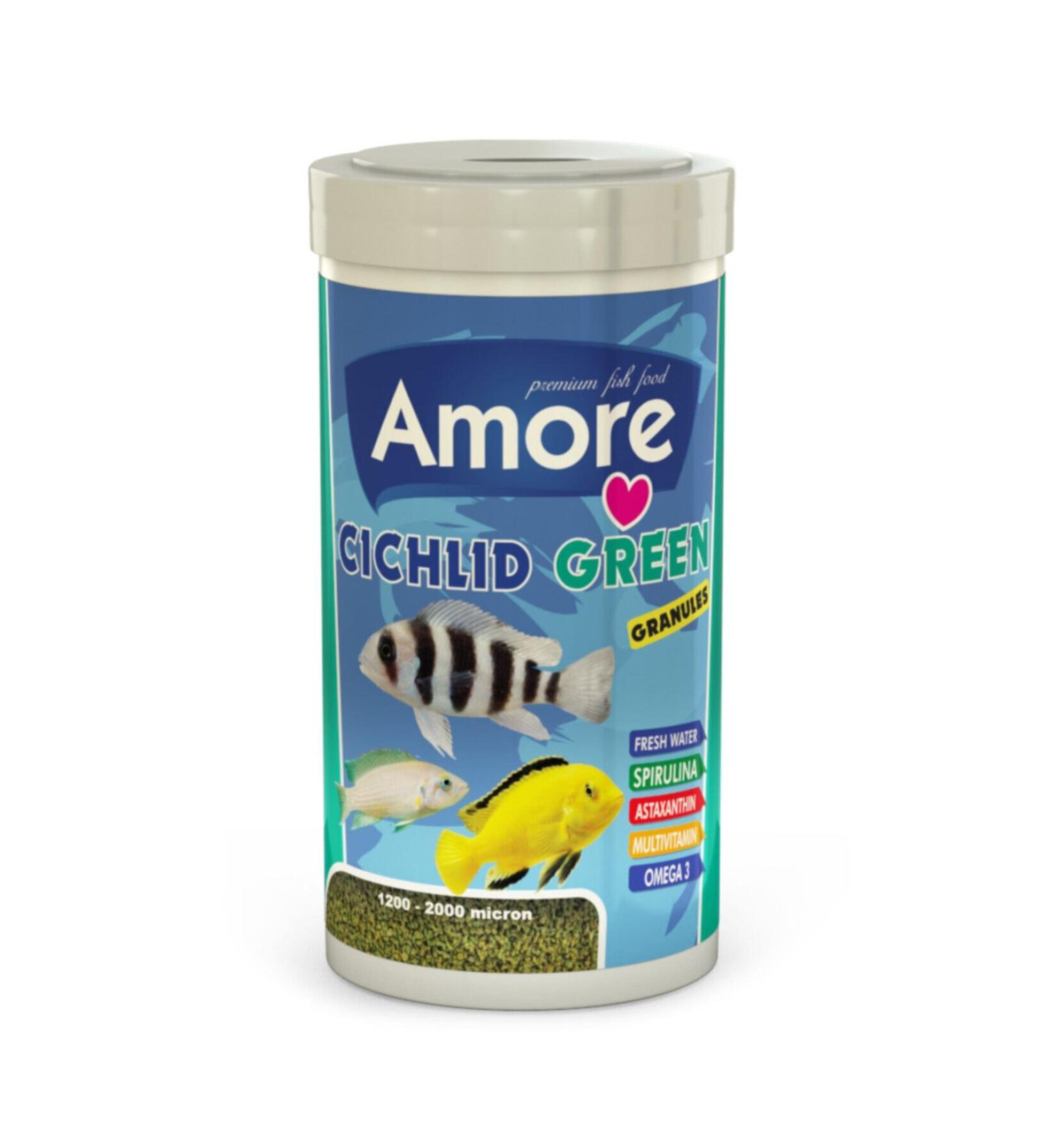AMORE Cichlid Green Granules 1000ml Malawi American Tanganyika Cichlid Herbal Fish Food