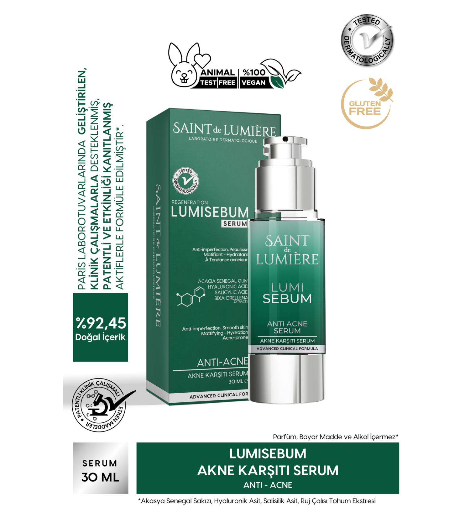 SAINT DE LUMIERE LUMISEBUM Anti-Acne Anti-Blackhead and Anti-Spot Sebum Balancing Mattifying and Moisturizing Serum 30ml - Buy Online on GoSupps.com