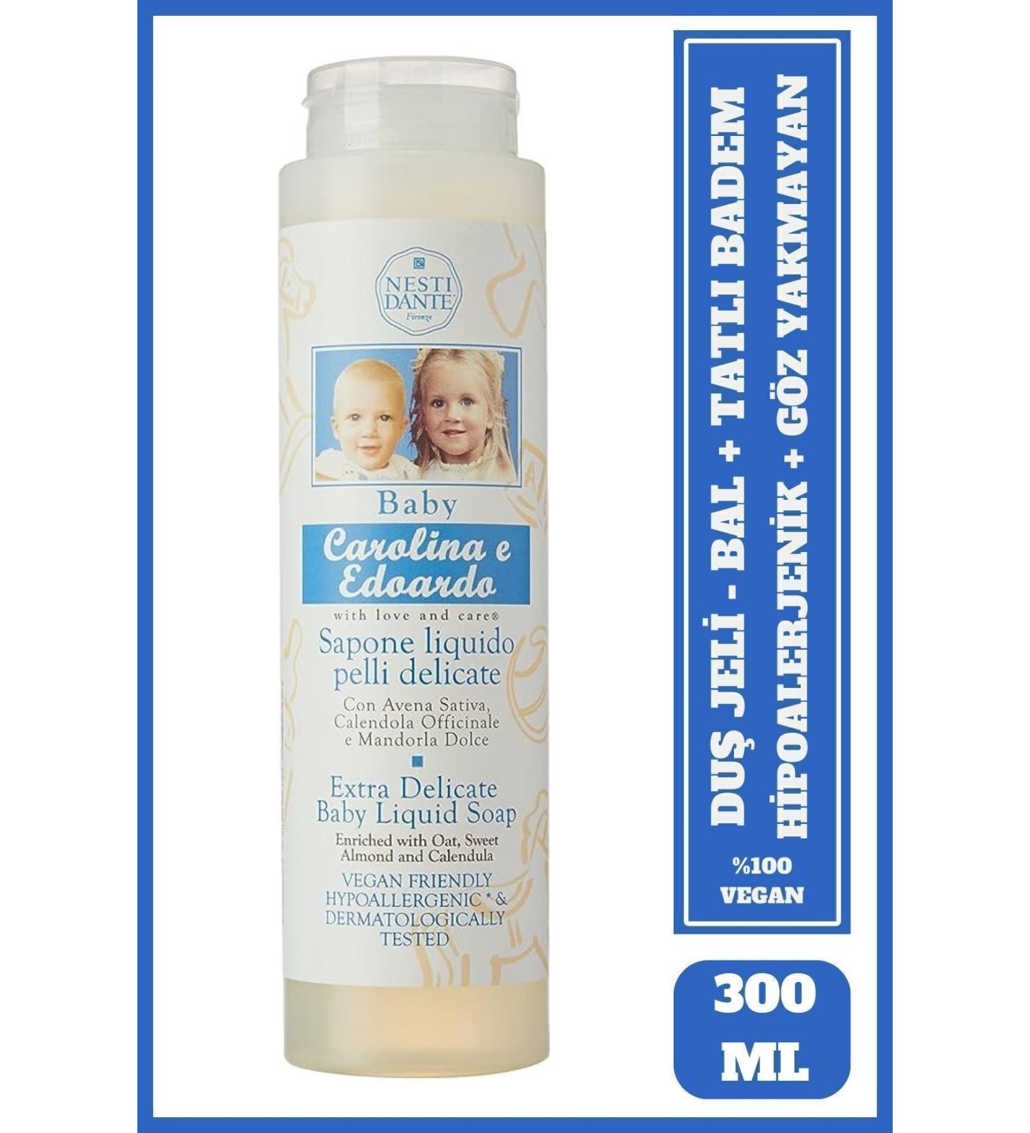 Nesti Dante Baby Caroline E Edoardo Shower Gel 300ml | Hypoallergenic and Non-Tearing | Sweet Almond Protein Extract