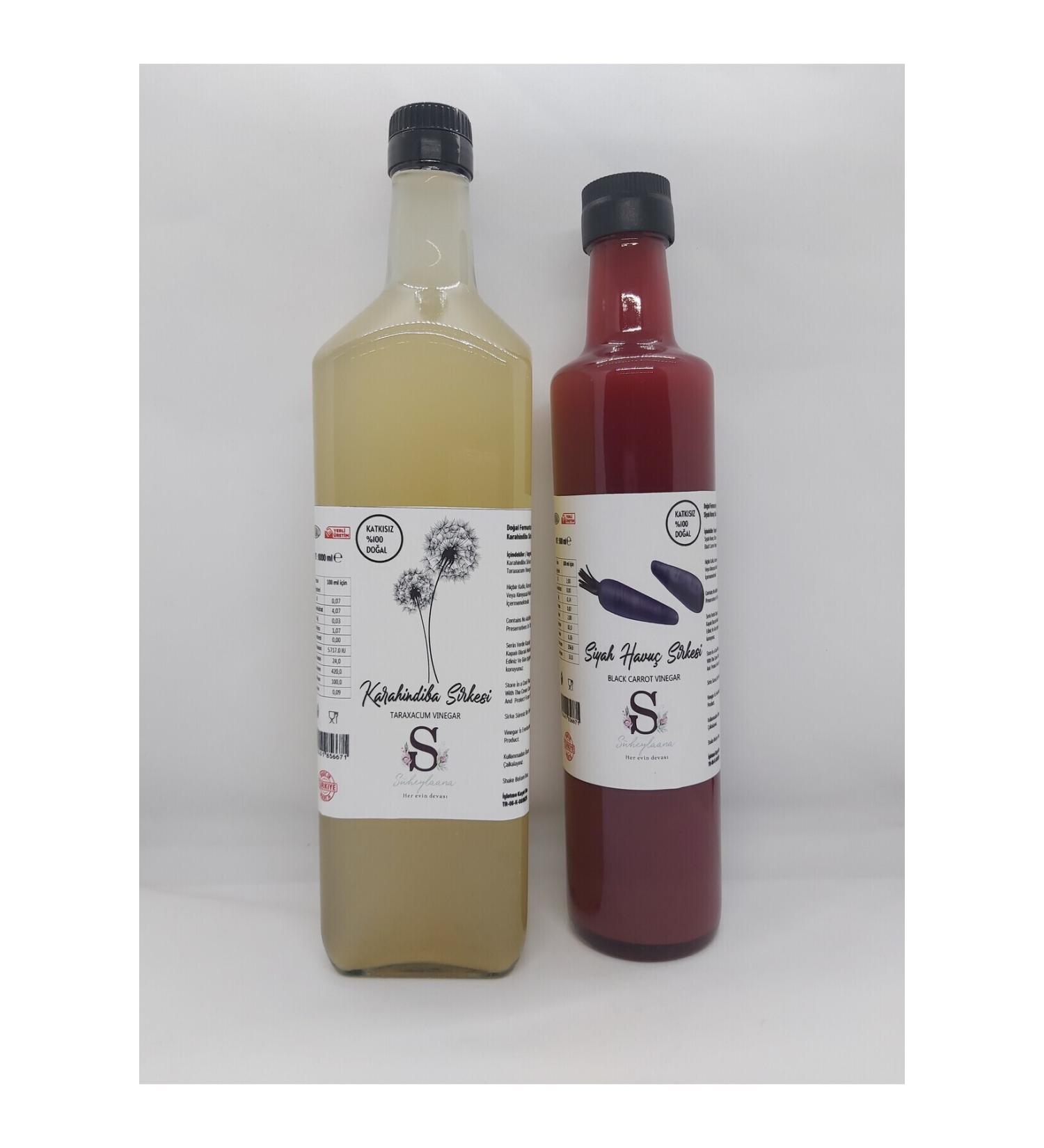 Suheylaana Natural Black Carrot Vinegar 500 Ml - Natural Dandelion Vinegar 1000 Ml