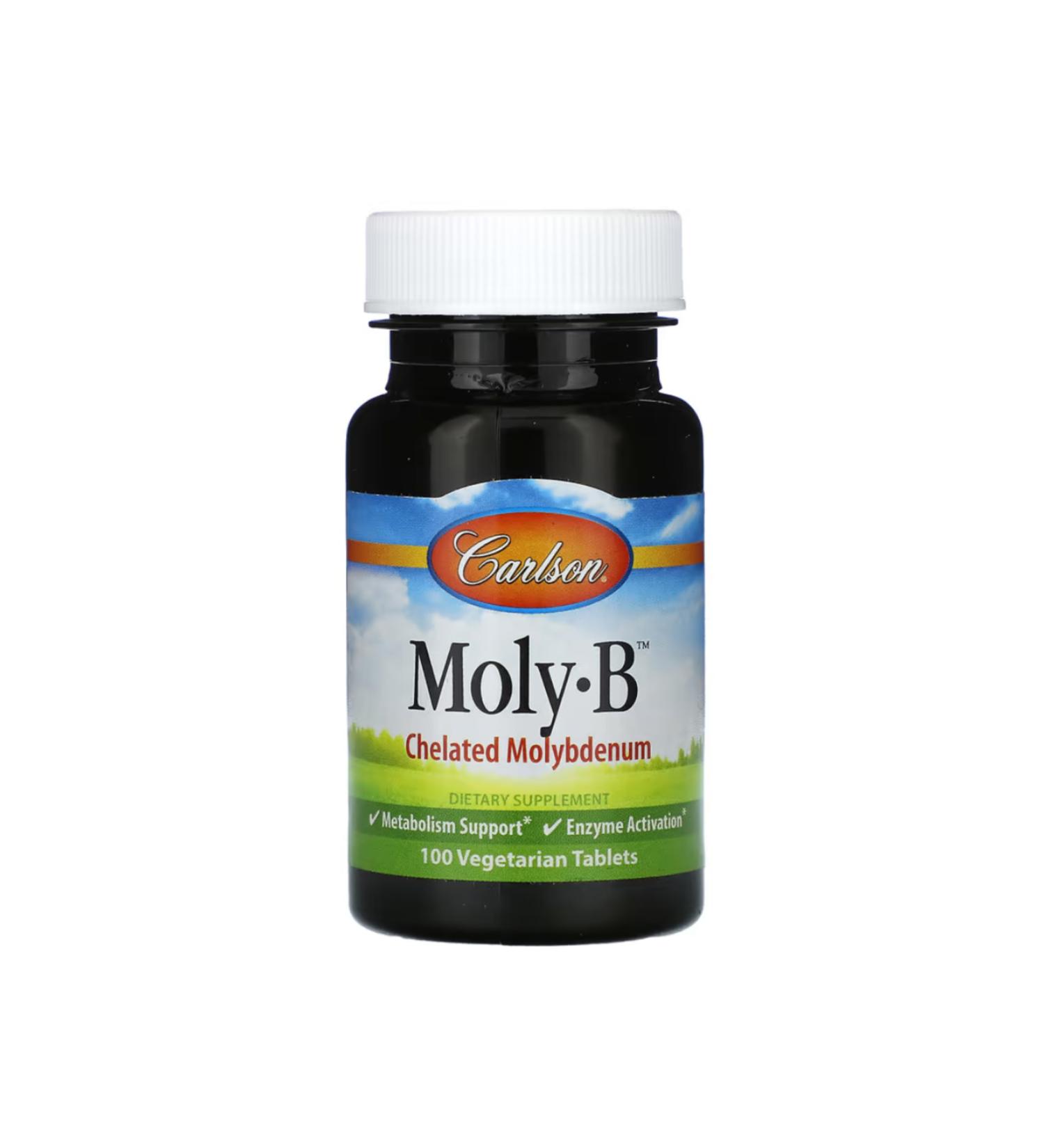 Carlson Moly B Chelated Molybdenum 100 Vegetarian Tablets