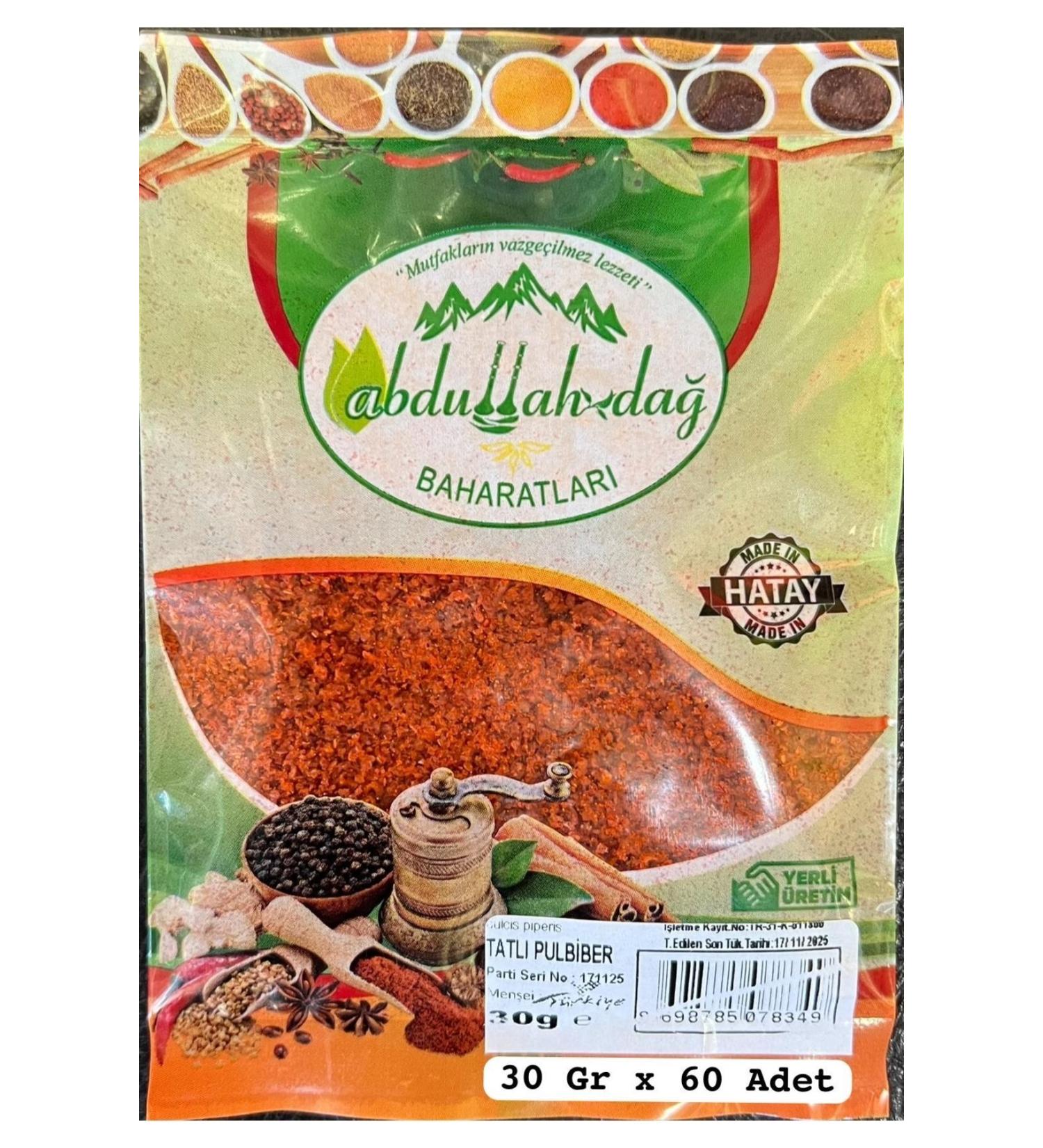 Hac o lu Spice Hatay Local Red Pepper Red Pepper Sweet Non-spicy 30 gr X 60 Pieces / Package