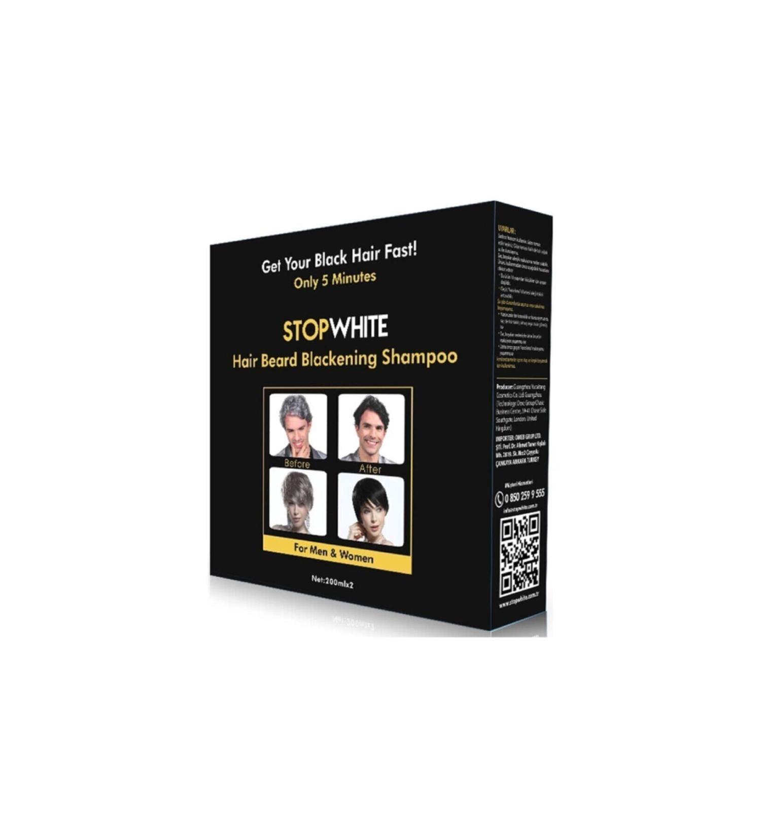 STOP WHITE Stopwhite Hair Beard Blackening Shampoo Set 400 ml