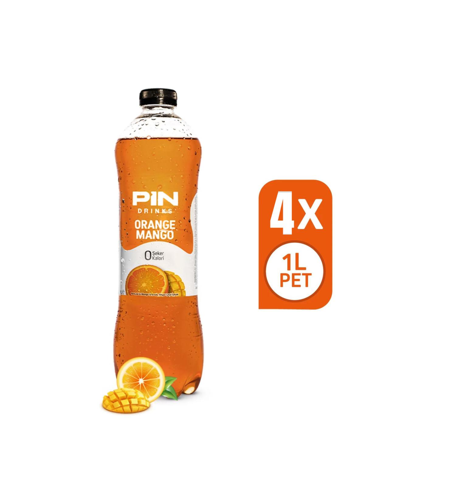 Pin Orange Mango Tropical White Tea - Sugar Free & Calorie Free - 4 x 1 Liter