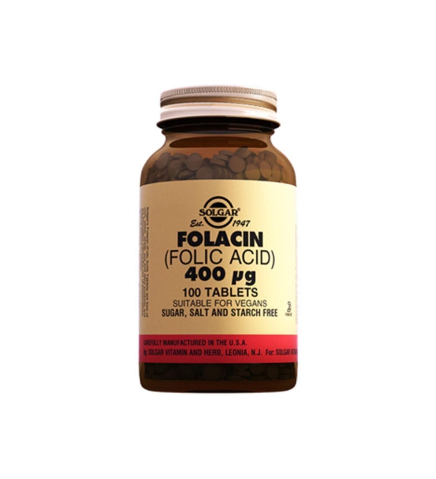 Solgar Folacin Folic Acid 400 mg 100 Tablets