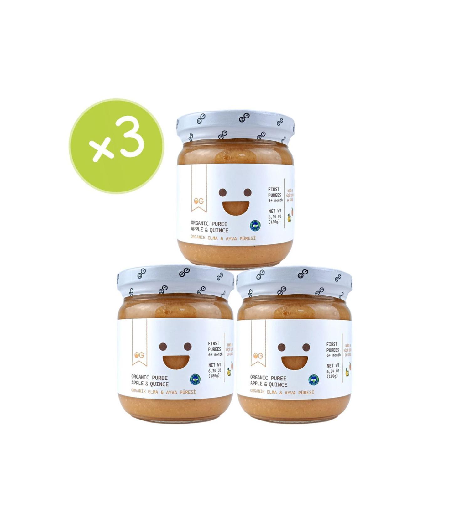 OG natural 3-pack Organic Apple & Quince Puree 180 Gr +6 Months - Buy Online on GoSupps.com