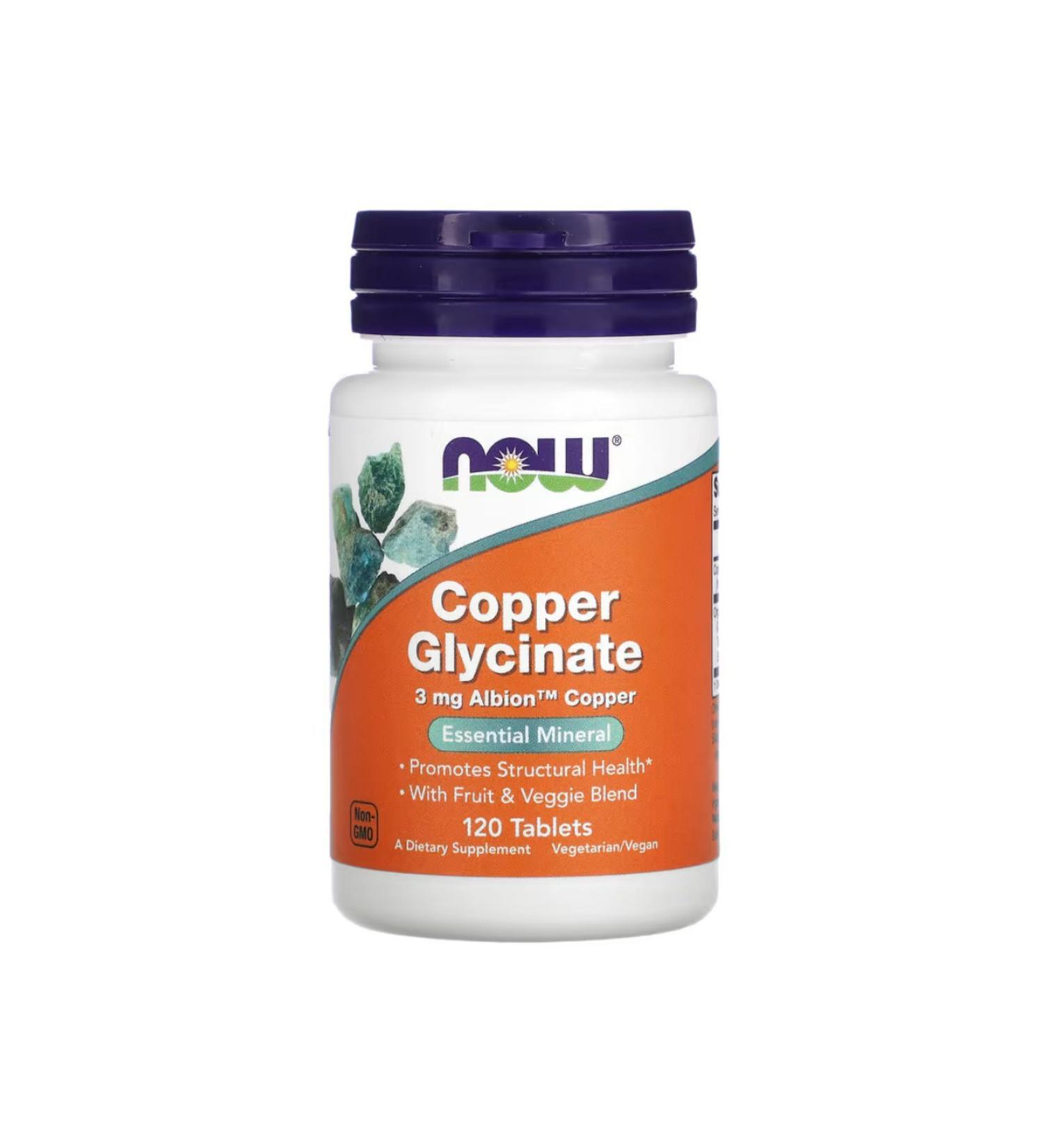 Now Foods Copper Glycinate 3 Mg 120 Tablets