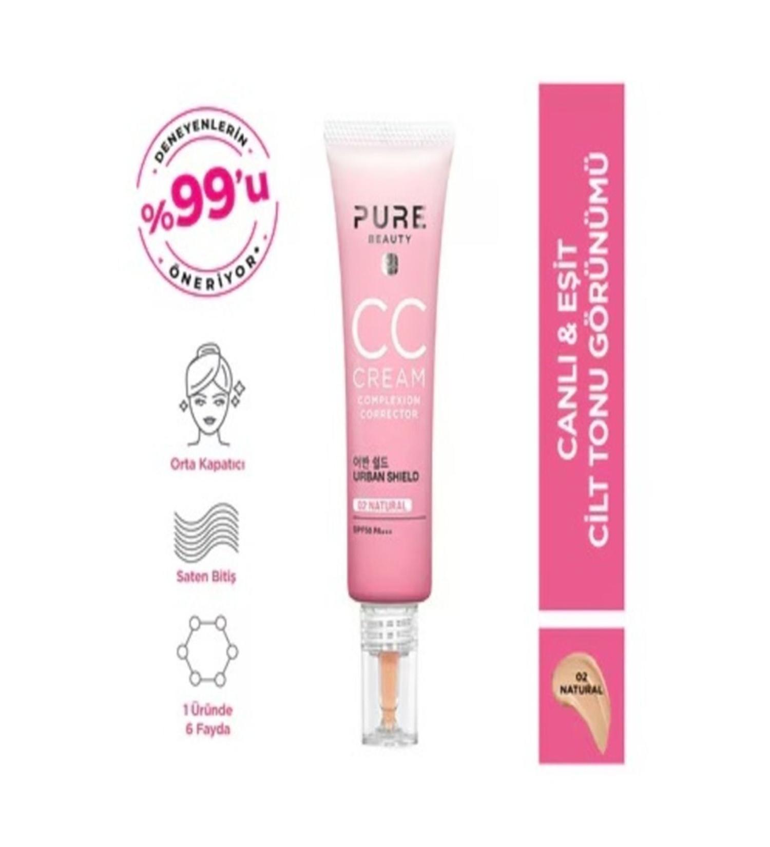 PURE BEAUTY CC Cream Spf50 Pa+++ Light Structure Skin Color Equalizer CC Cream Natural 30 ml - Buy Online on GoSupps.com