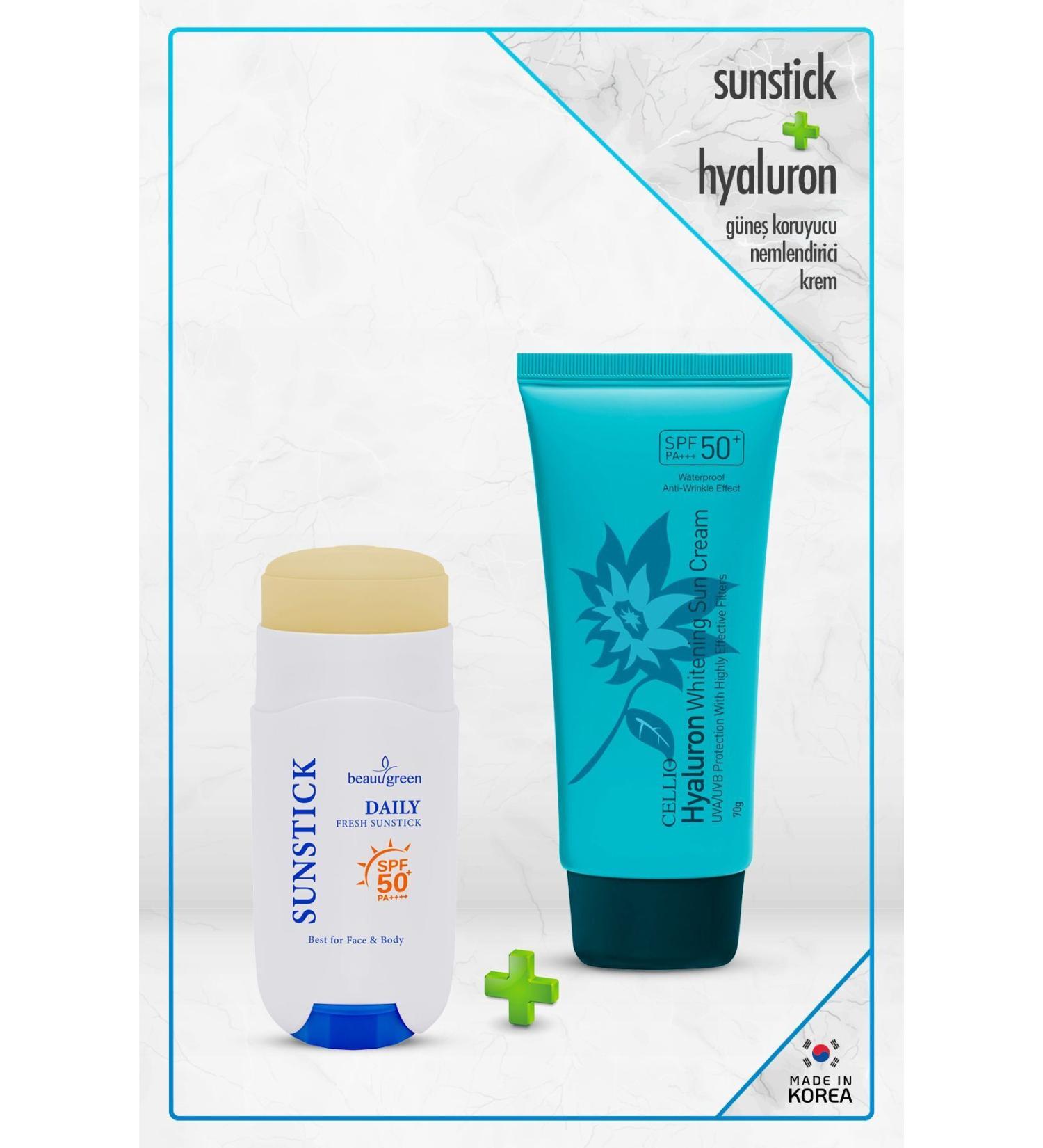 DR. CELLIO 2-pack Sun Cream Sunstick + Hyaluron Sunscreen Moisturizing Cream Spf50 Pa Uva/uvb