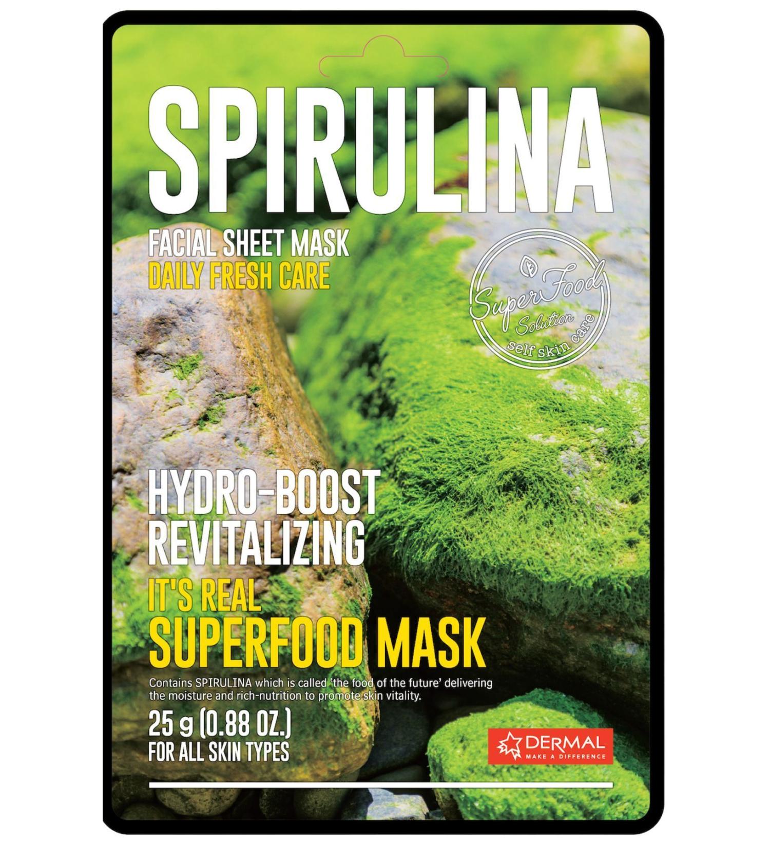 Dermal Moisture Bomb and Revitalizing Superfood Spirulina Mask for All Skin Types 25 gr